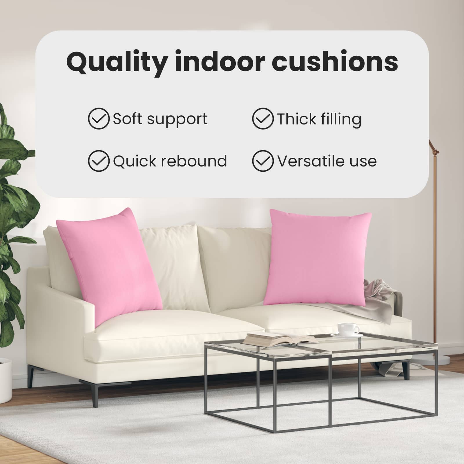 Sofa Pillows 2 pcs Pink 60 x 60 cm fabric