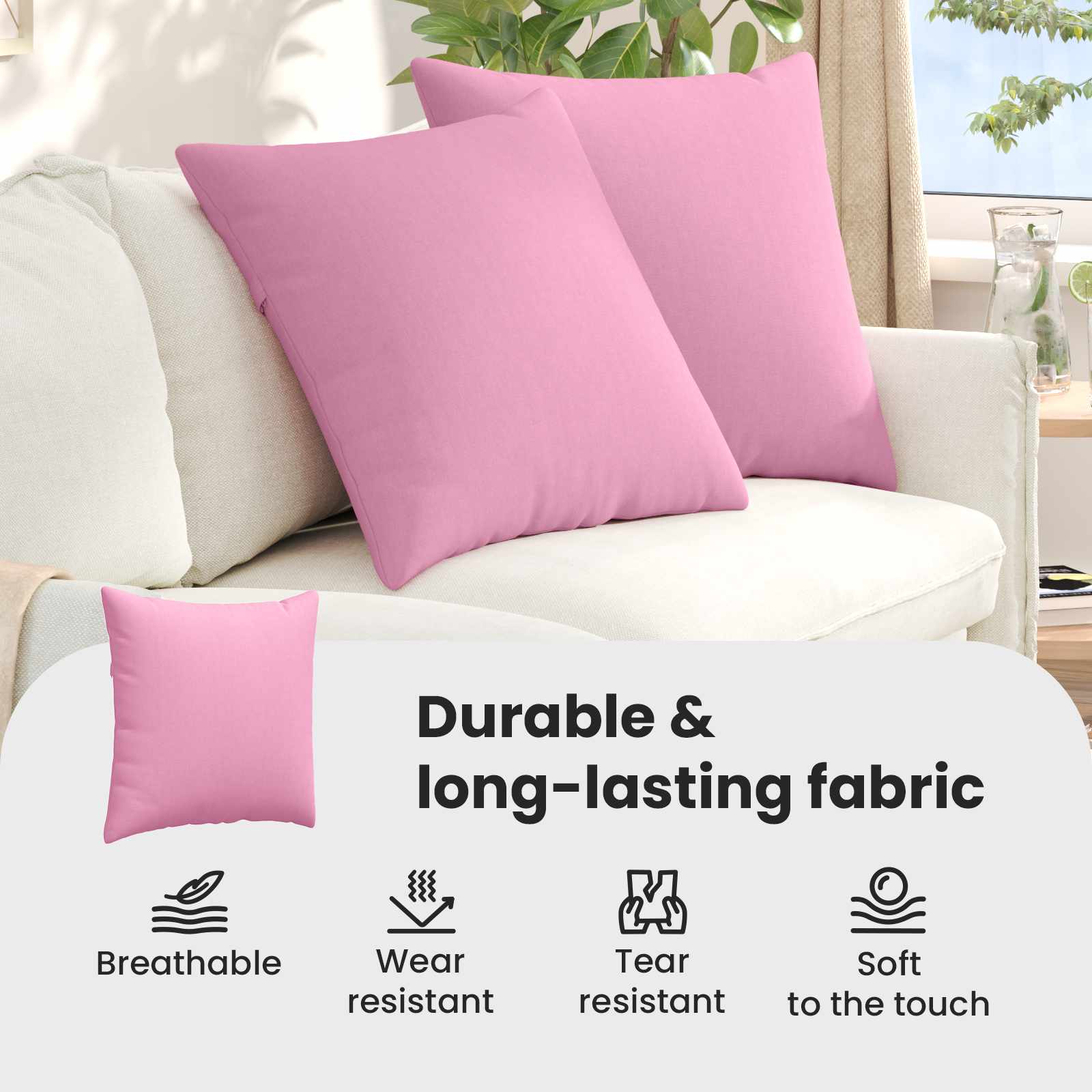 Sofa Pillows 2 pcs Pink 60 x 60 cm fabric