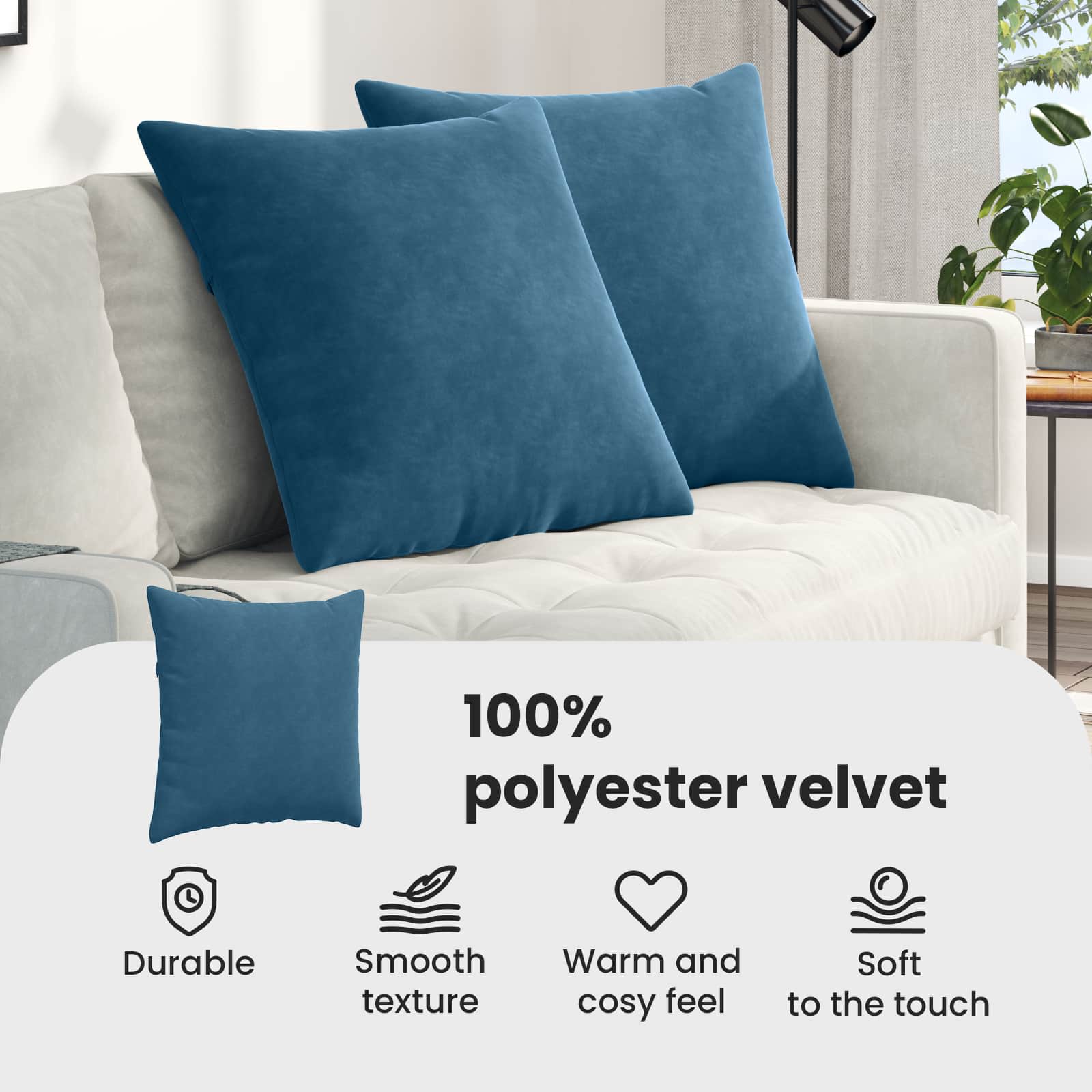Sofa Pagalvės 2 pcs Mėlyna 60 x 60 cm Kordūrinis audinys