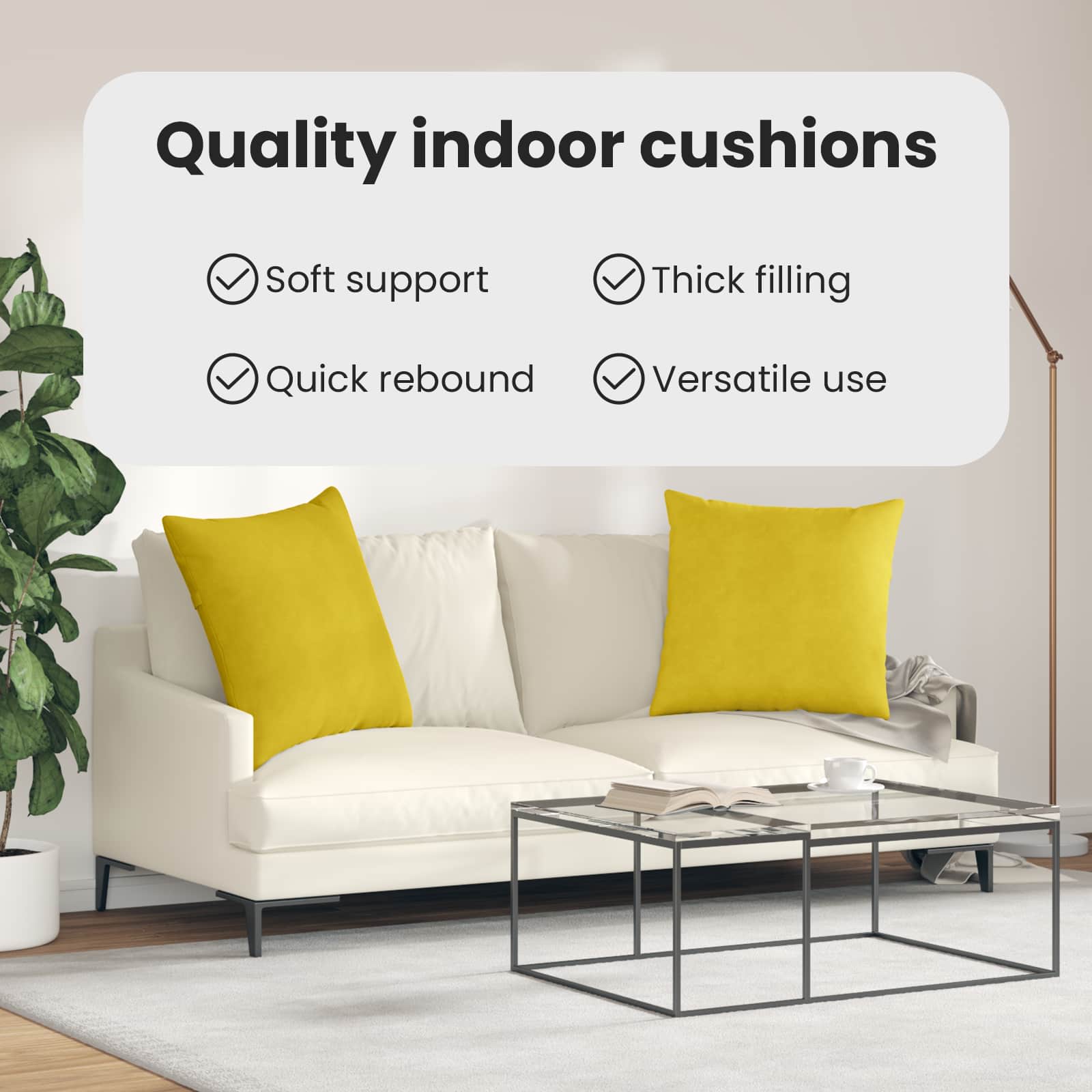 Sofa Pagalvės 2 pcs Geltona 60 x 60 cm Kordūrinis audinys