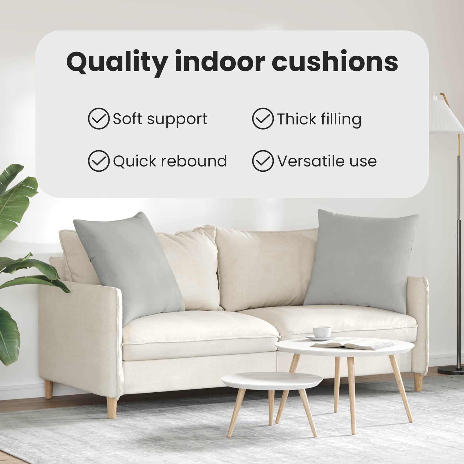 Sofa Pagalvės 2 pcs Šviesiai pilka 60 x 60 cm audinys