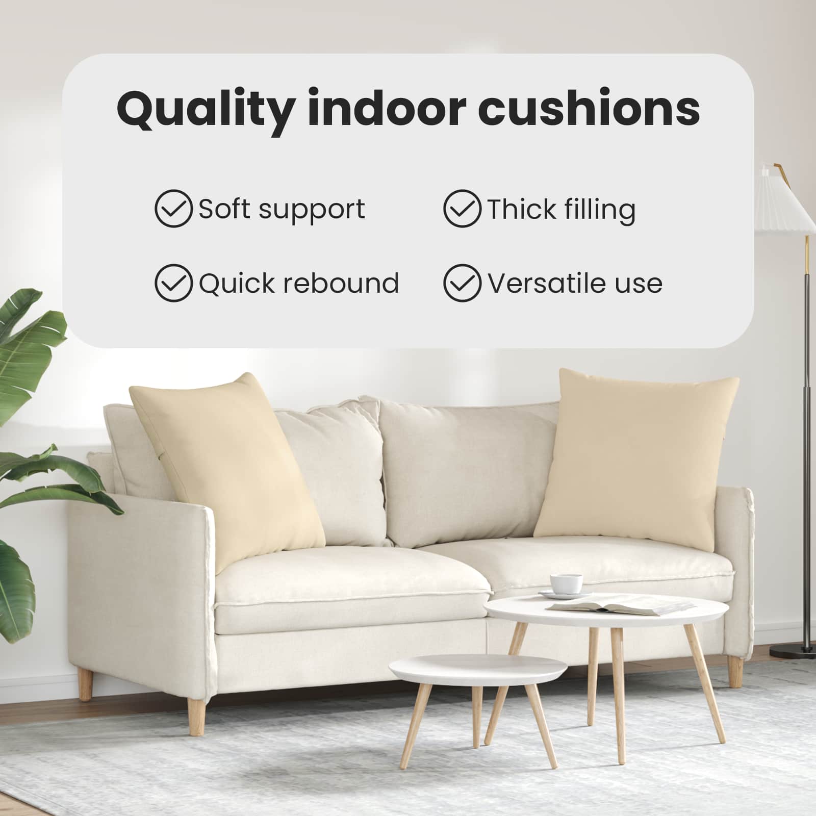 Sofa Pagalvės 2 pcs Kreminė 60 x 60 cm audinys