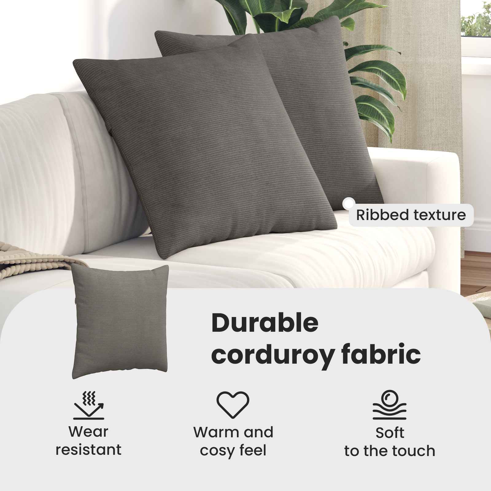 Sofa Pagalvės 2 pcs Šviesiai pilka 60 x 60 cm