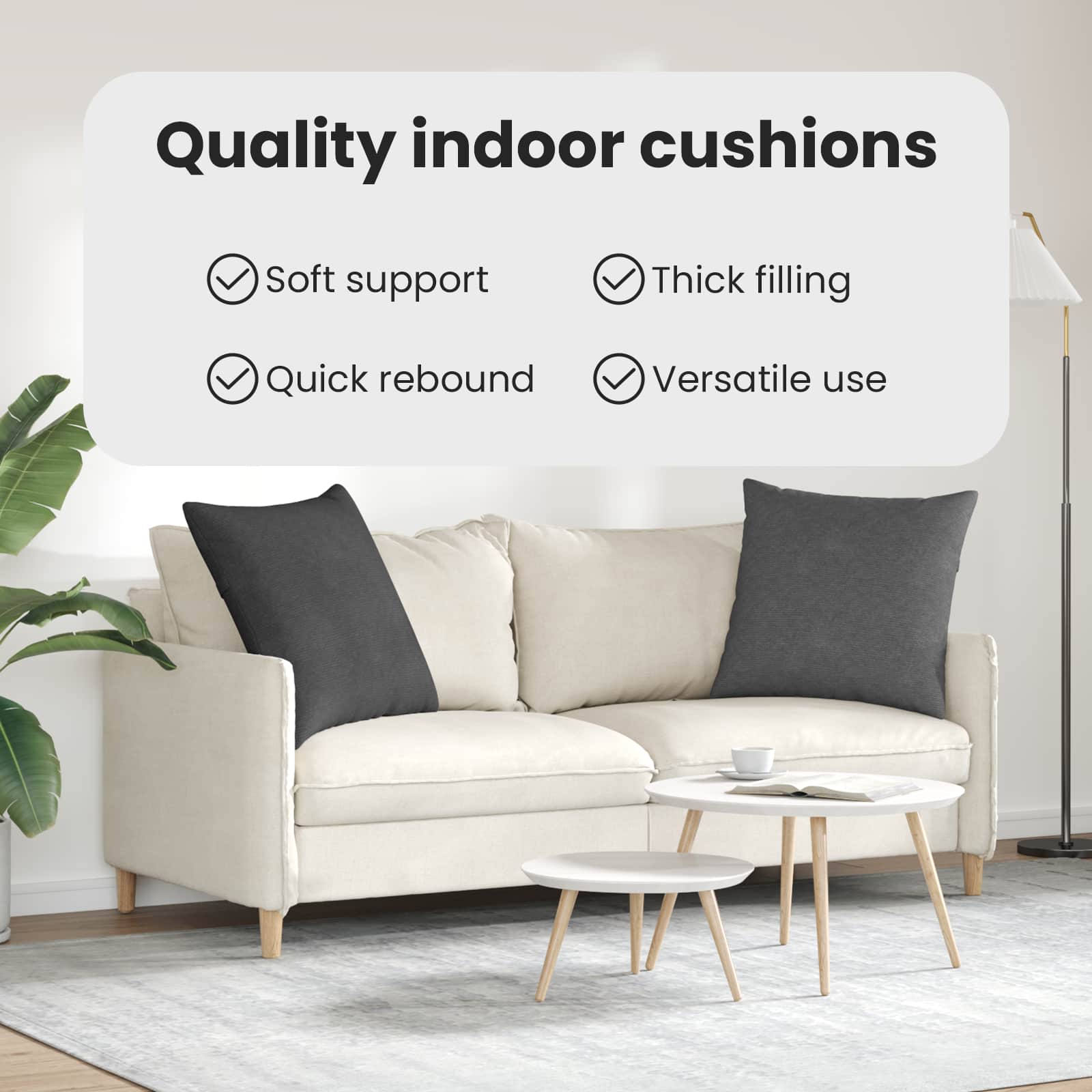 Sofa Pagalvės 2 pcs Tamsiai pilka 60 x 60 cm Kordūrinis audinys