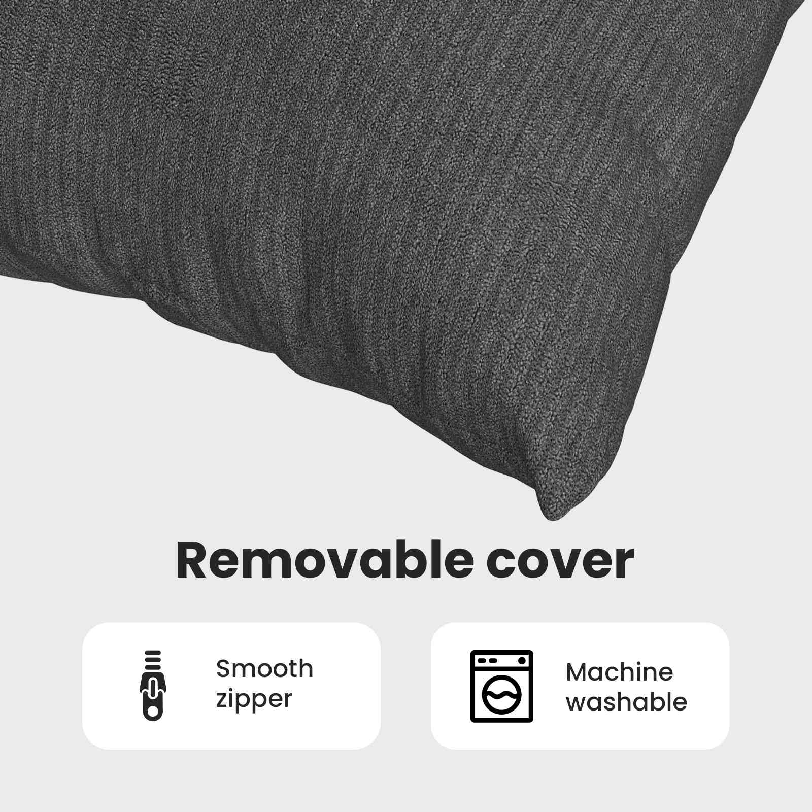 Sofa Pagalvės 2 pcs Tamsiai pilka 60 x 60 cm Kordūrinis audinys