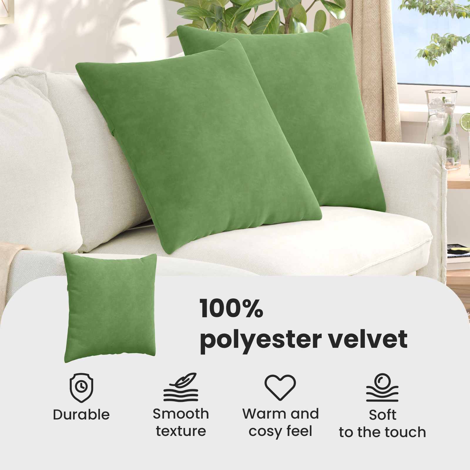 Sofa Pagalvės 2 pcs Šviesiai žalia 80 x 80 cm