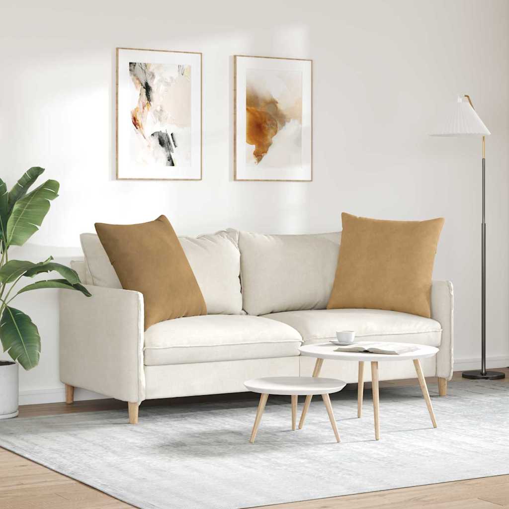 Sofa Pagalvės 2 pcs Ruda 80 x 80 cm Kordūrinis audinys