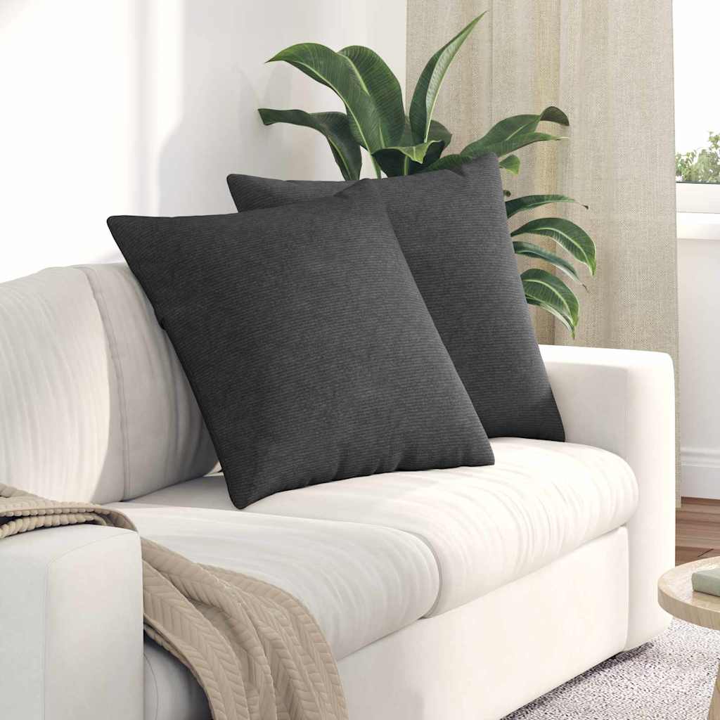 Sofa Pagalvės 2 pcs Tamsiai pilka 80 x 80 cm Kordūrinis audinys