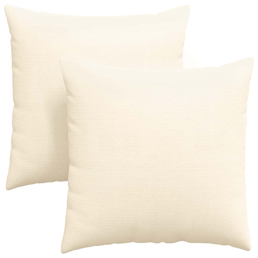 Sofa Cushions 2 pcs Cream 80 x 80 cm Corduroy fabric