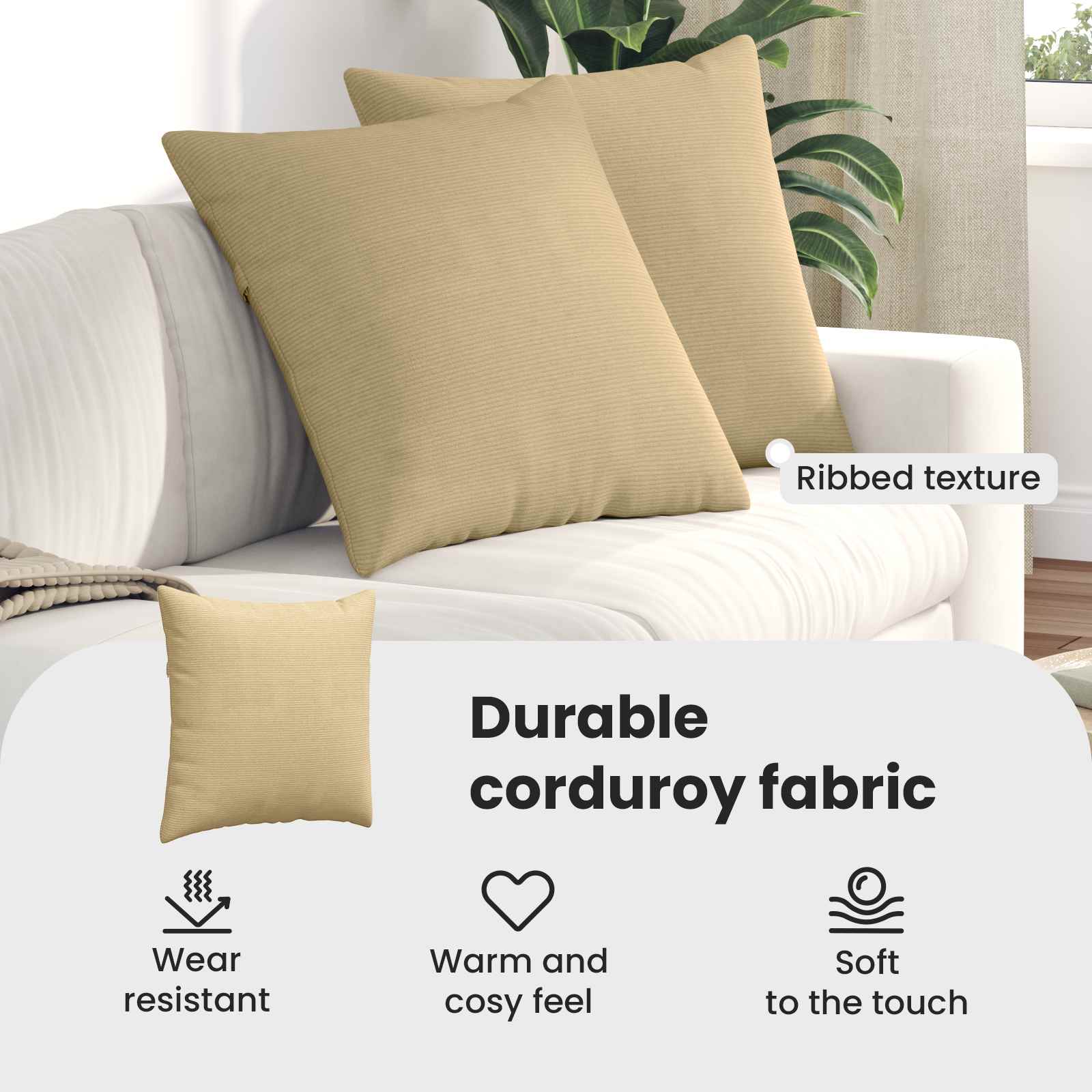 Sofa Pagalvės 2 pcs Pilkai žalia 80 x 80 cm Kordūrinis audinys