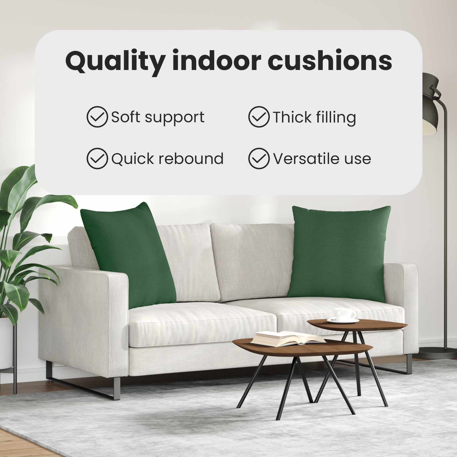 Sofa Pagalvės 2 pcs Tamsiai žalia 80 x 80 cm Kordūrinis audinys