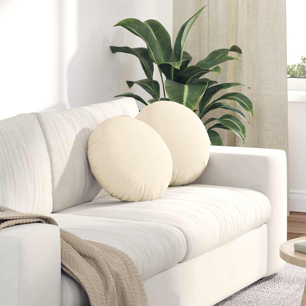 Sėdynių pagalvėlės 2 pcs Kreminė Ø 40 cm Kordūrinis audinys