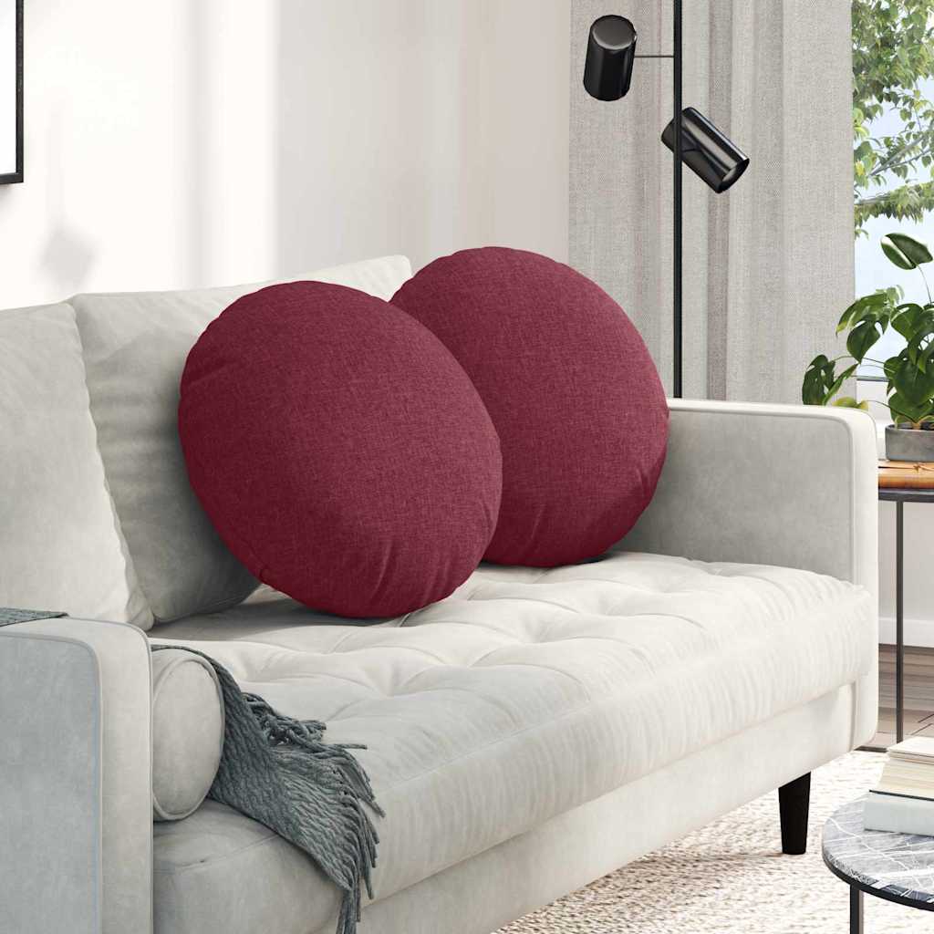 Sėdynių pagalvėlės 2 pcs Vyno raudona Ø50 x 19 cm audinys