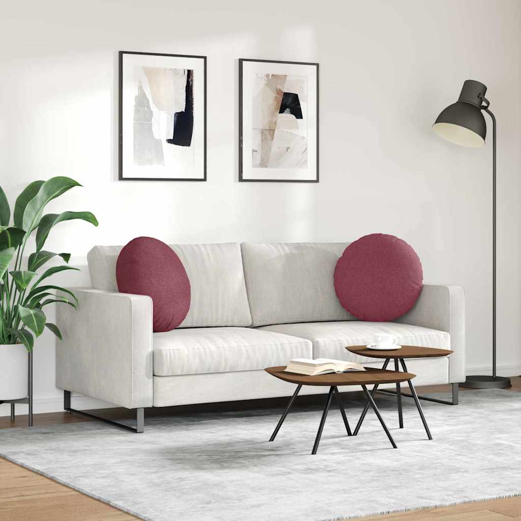 Sėdynių pagalvėlės 2 pcs Vyno raudona Ø50 x 19 cm audinys