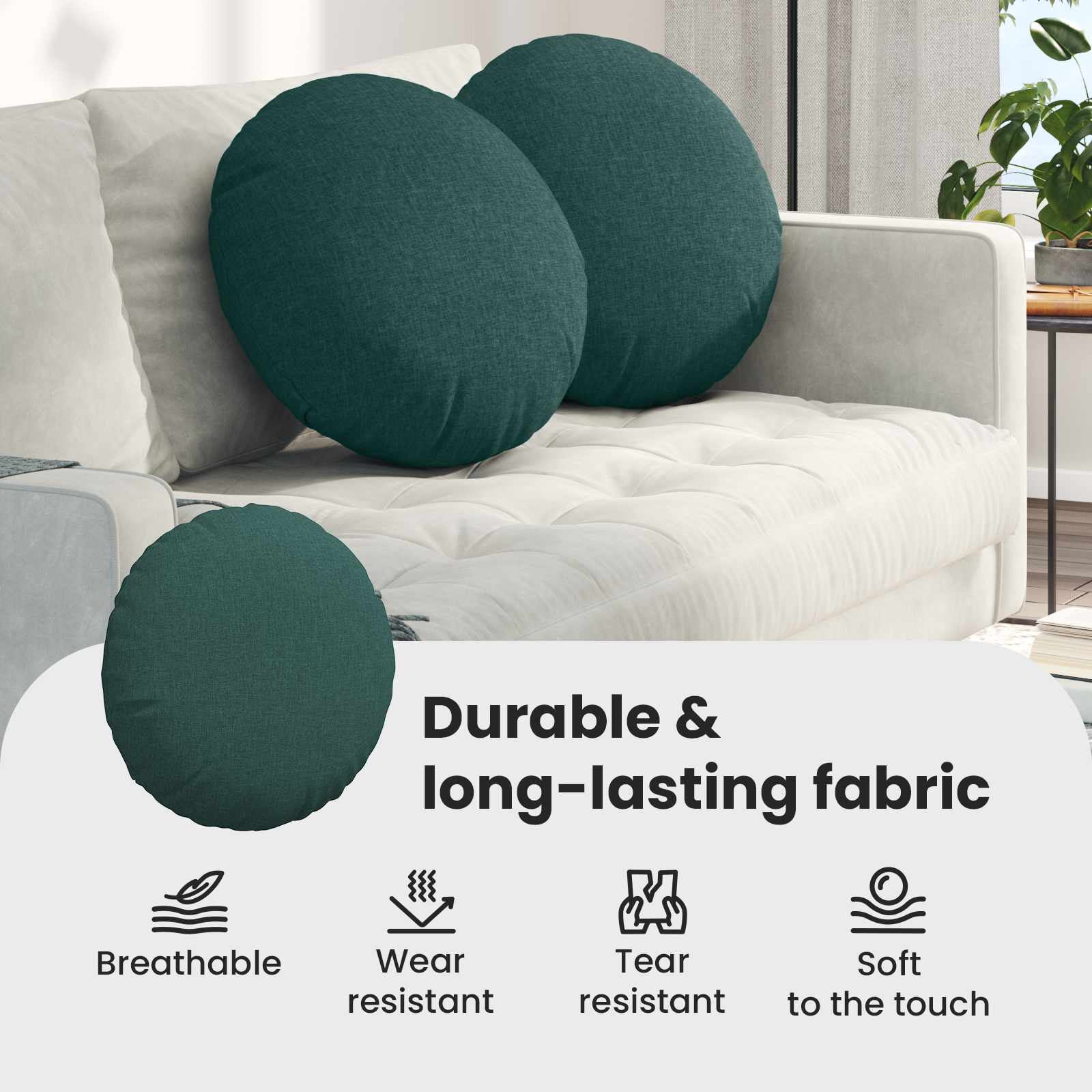 Sėdynių pagalvėlės 2 pcs Tamsiai žalia Ø50 x 19 cm audinys