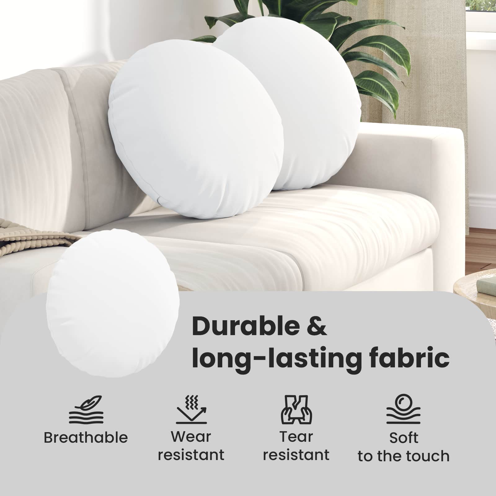 Sėdynių pagalvėlės 2 pcs Balta Ø50 x 19 cm audinys