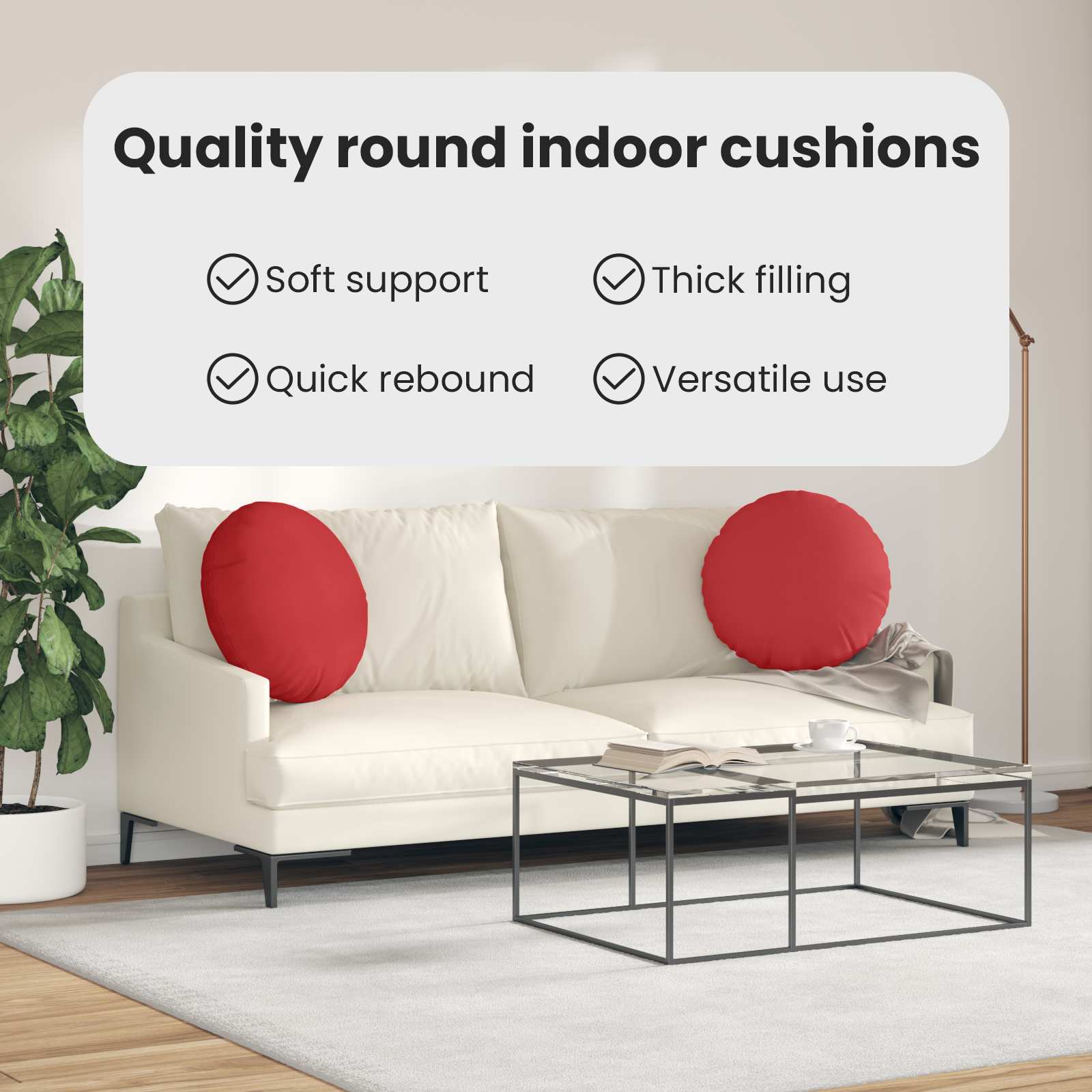 Sėdynių pagalvėlės 2 pcs Raudona Ø50 x 19 cm audinys