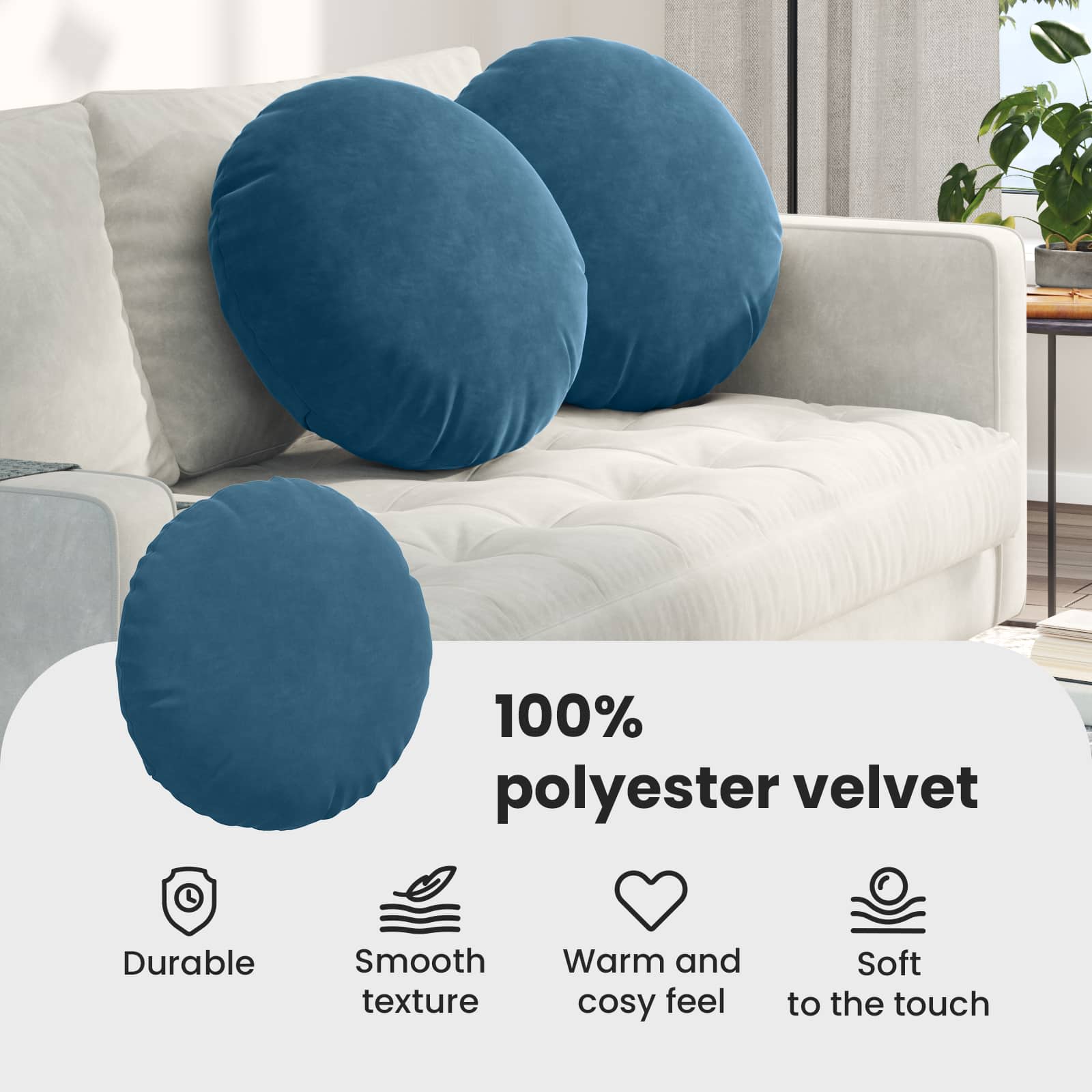 Sėdynių pagalvėlės 2 pcs Mėlyna Ø 40 x 13 cm Aksomas