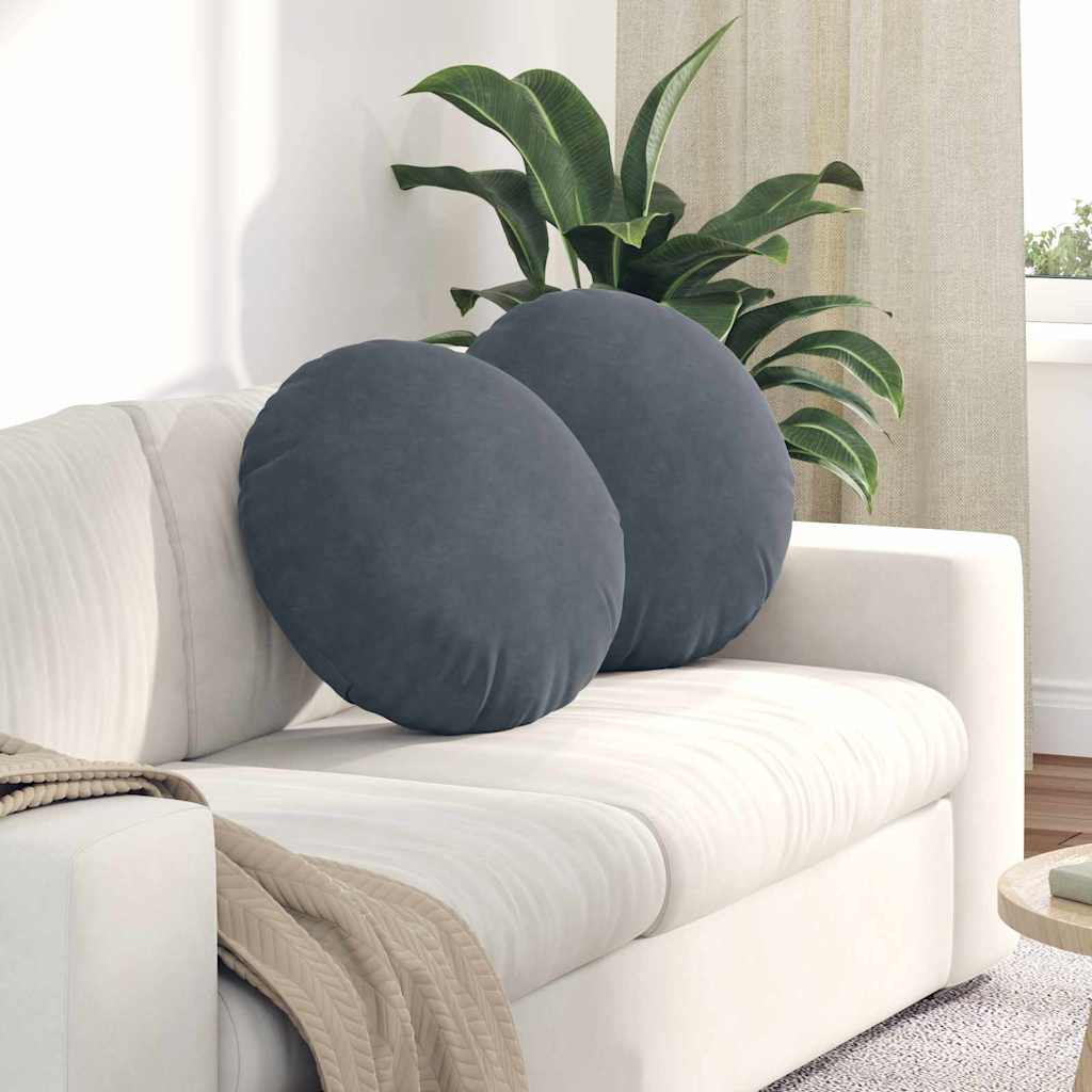 Seat cushions 2 pcs Dark grey Ø 40 x 13 cm Velvet