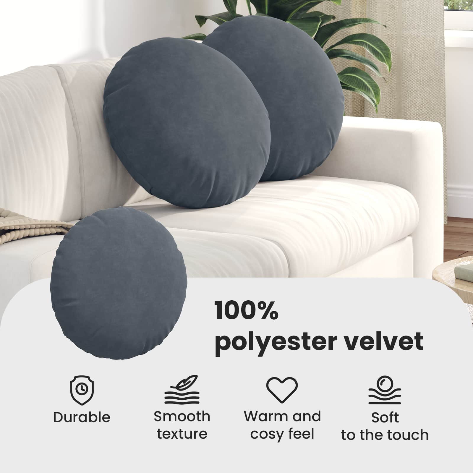 Sėdynių pagalvėlės 2 pcs Tamsiai pilka Ø 40 x 13 cm Aksomas