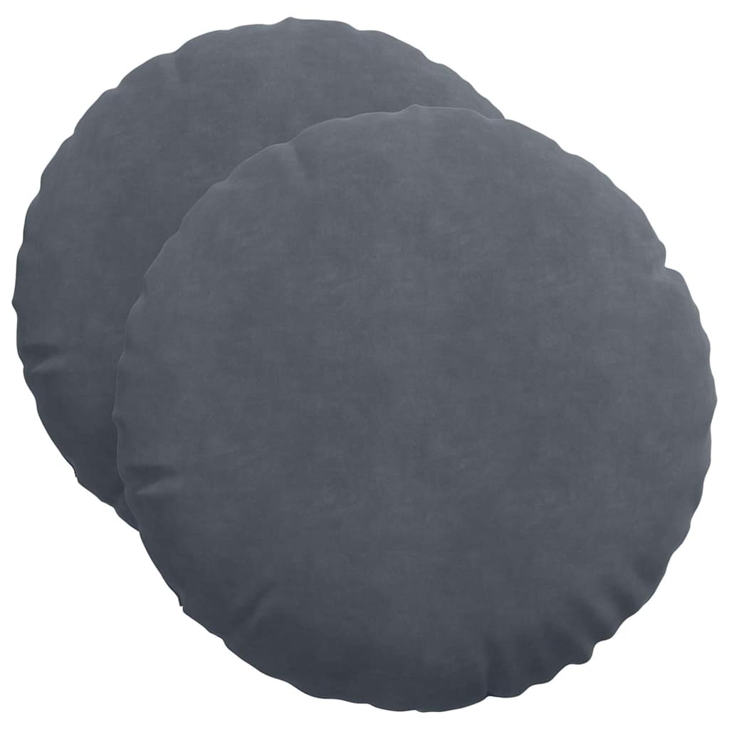 Seat cushions 2 pcs Dark grey Ø 40 x 13 cm Velvet