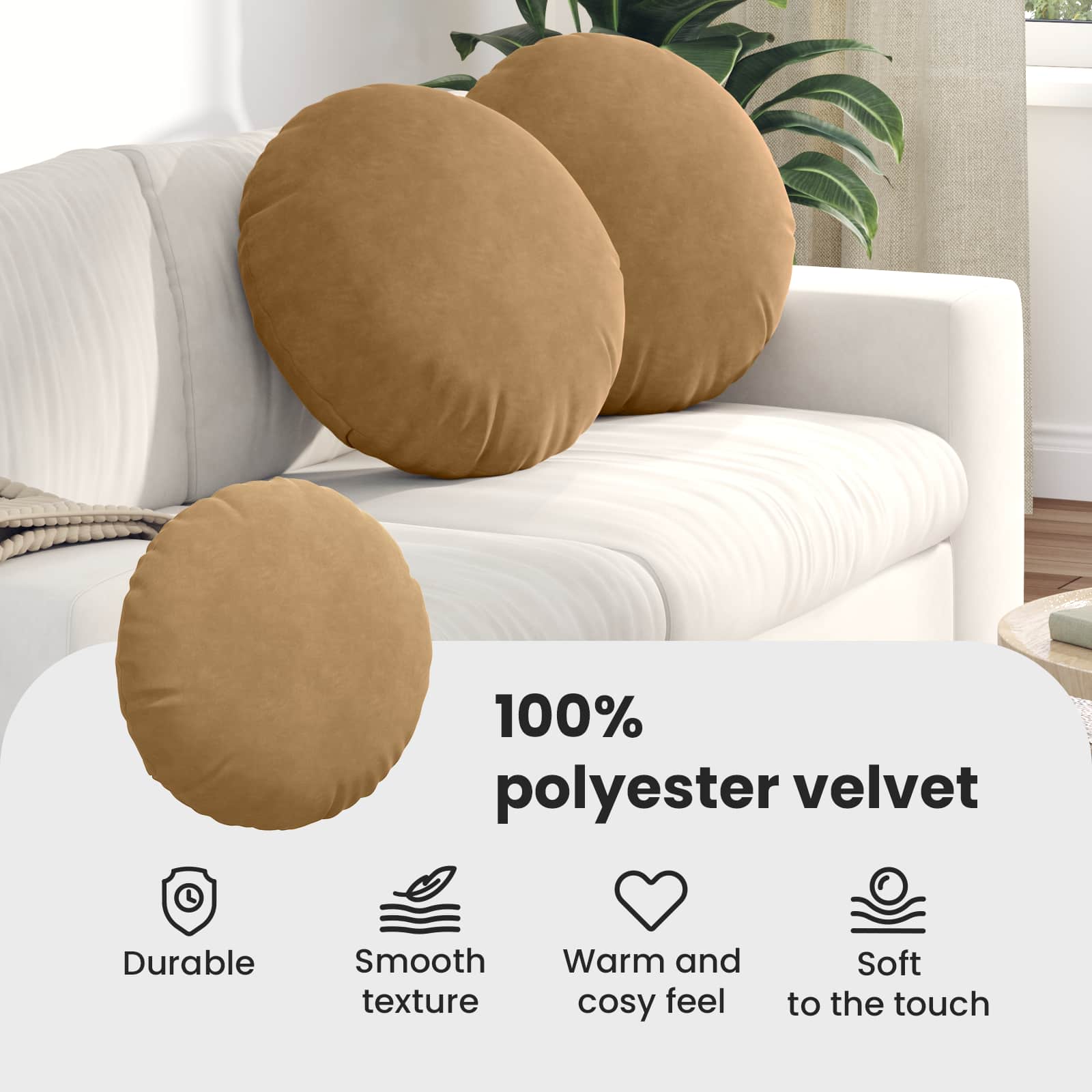 Sėdynių pagalvėlės 2 pcs Ruda Ø50 x 19 cm Aksomas
