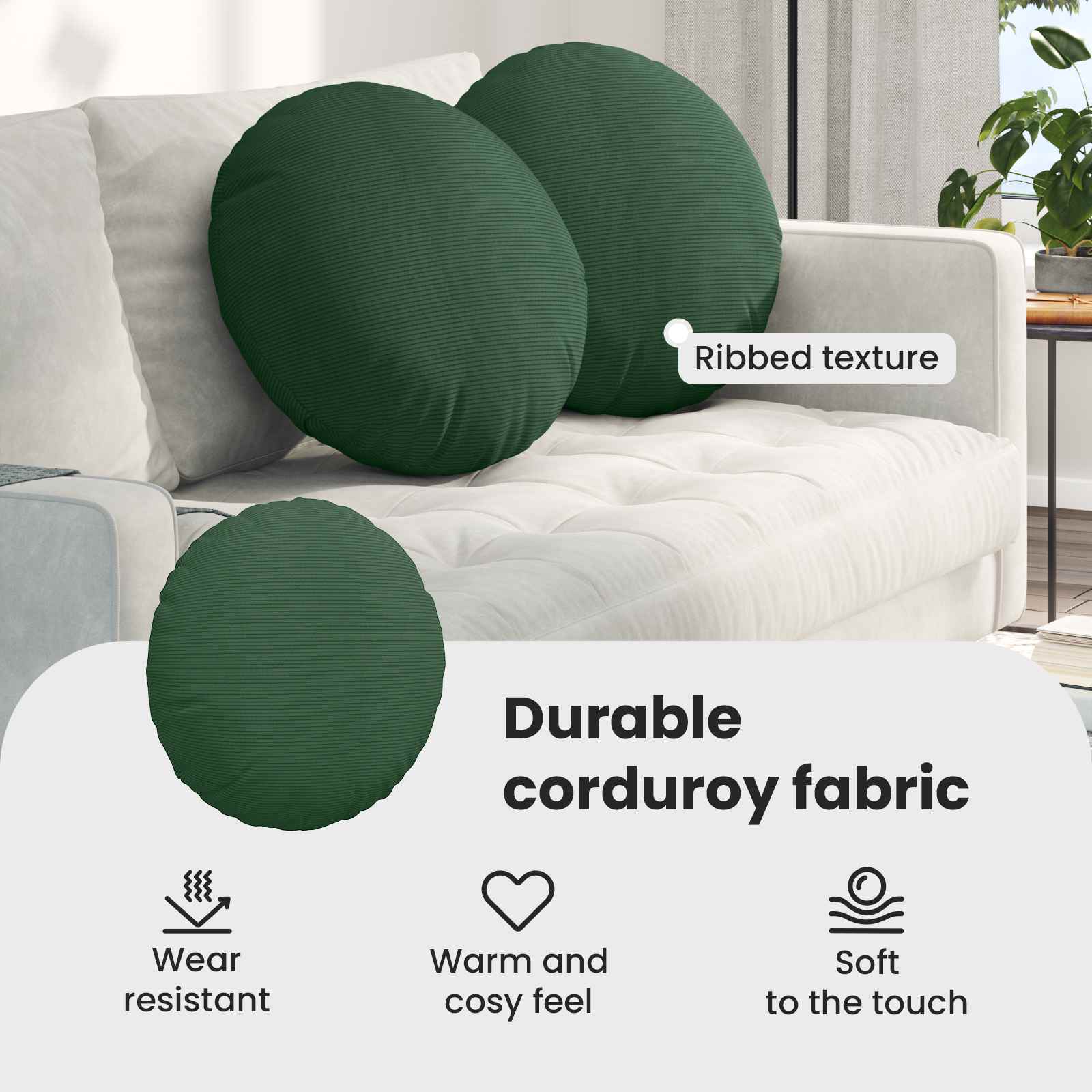Sėdynių pagalvėlės 2 pcs Tamsiai žalia Ø 50 cm