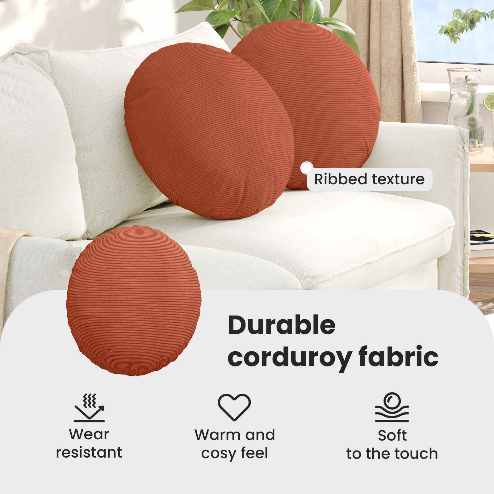 Sėdynių pagalvėlės 2 pcs Raudona oranžinė Ø 50 cm