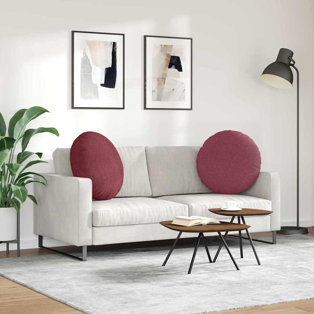 Sėdynių pagalvėlės 2 pcs Vyno raudona Ø60 x 21 cm audinys