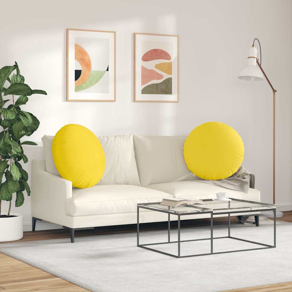 Sėdynių pagalvėlės 2 pcs Šviesi geltona Ø60 x 21 cm audinys