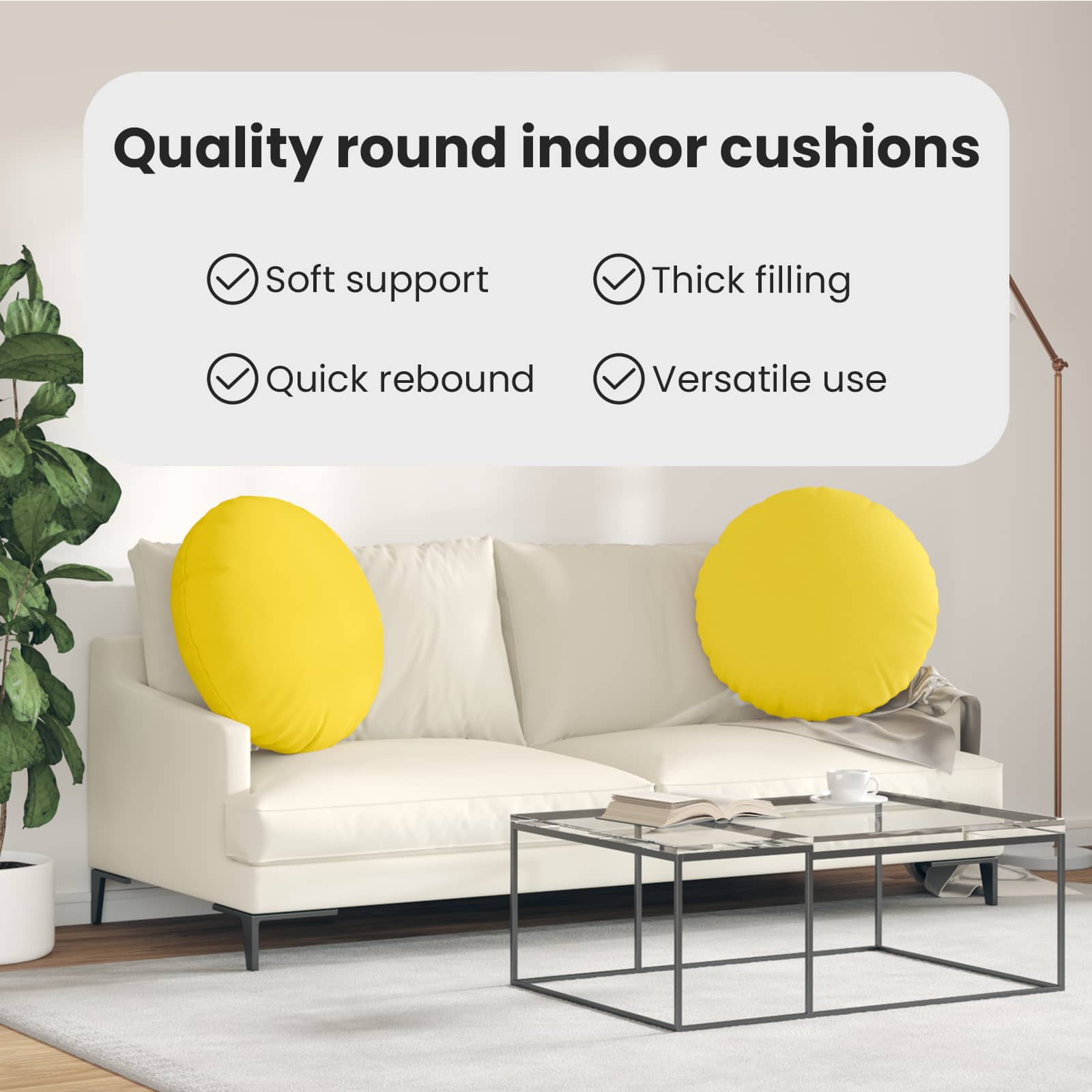 Sėdynių pagalvėlės 2 pcs Šviesi geltona Ø60 x 21 cm audinys