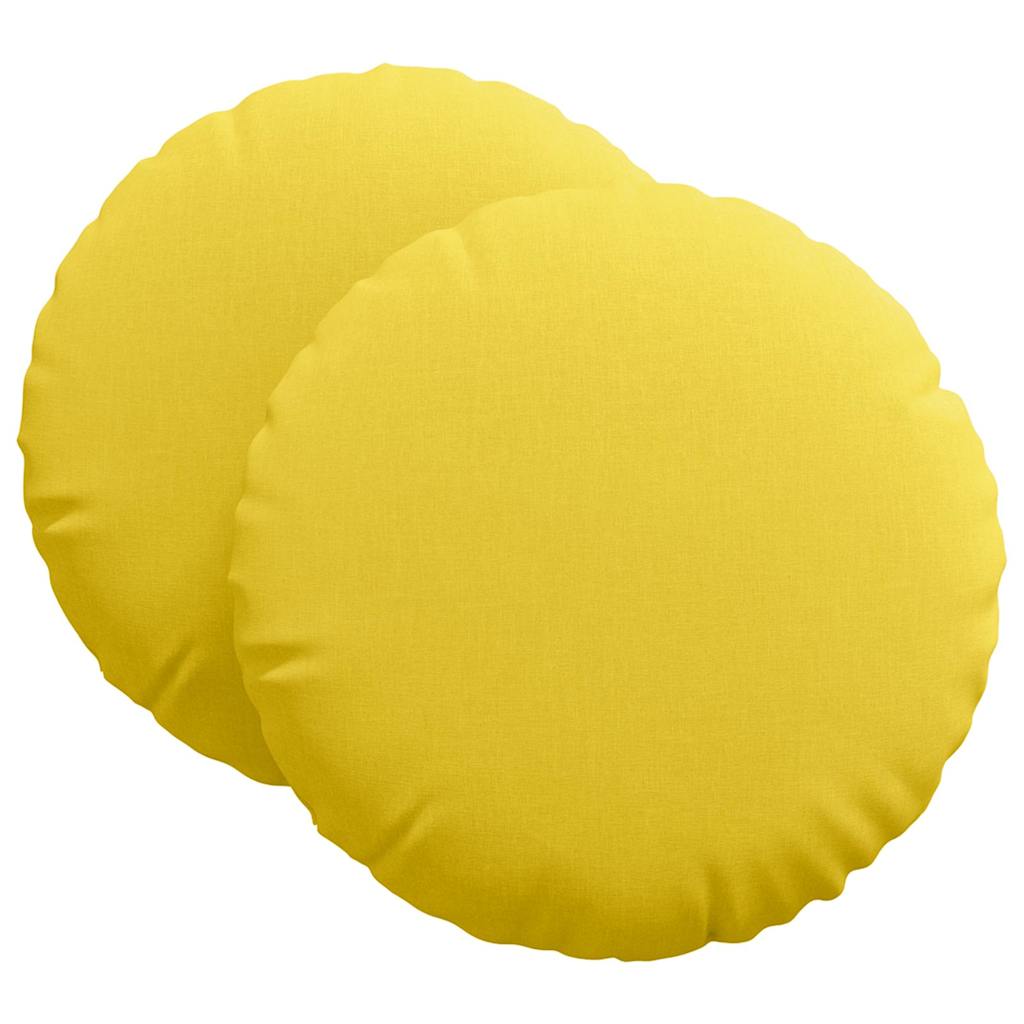 Sėdynių pagalvėlės 2 pcs Šviesi geltona Ø60 x 21 cm audinys