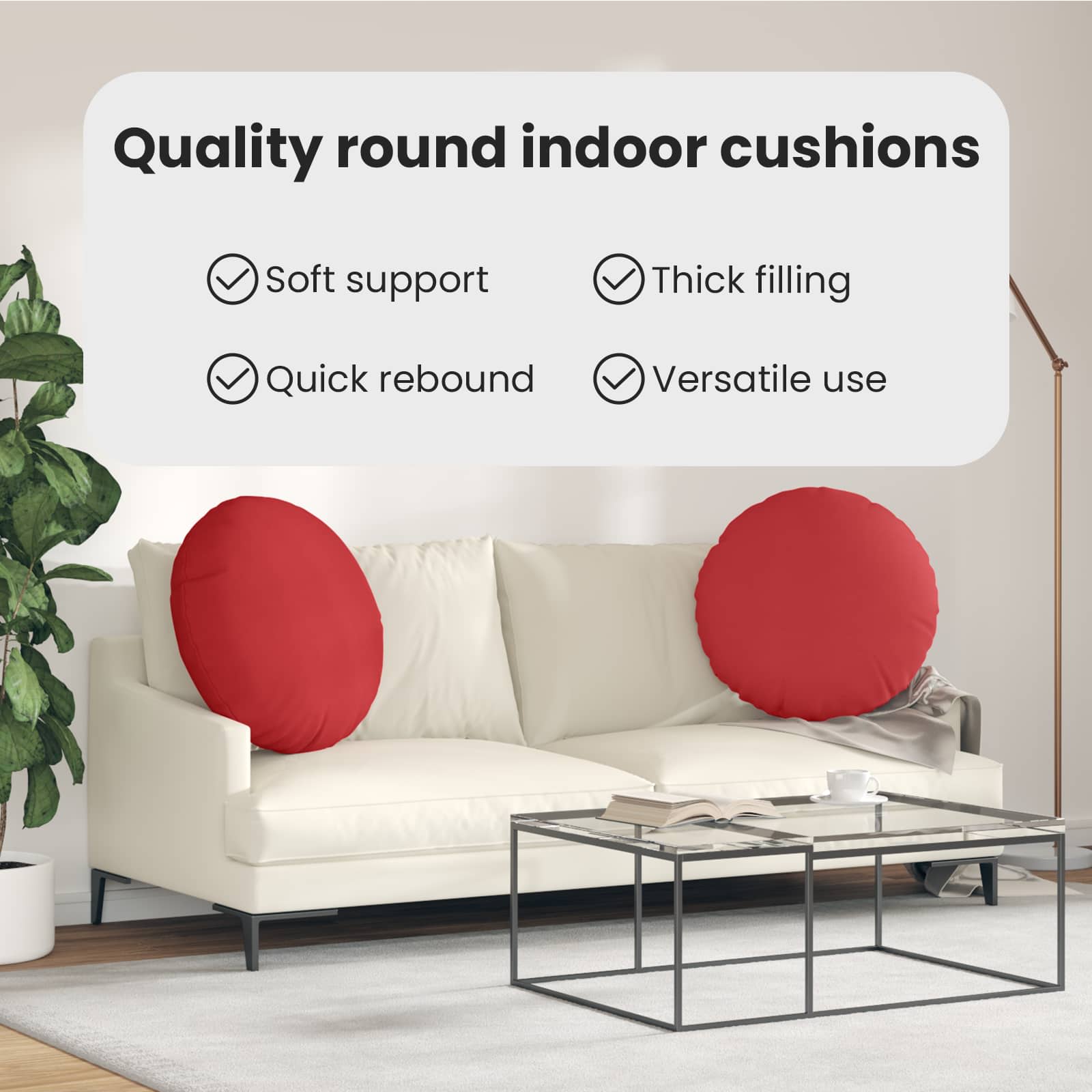 Sėdynių pagalvėlės 2 pcs Raudona Ø60 x 21 cm audinys