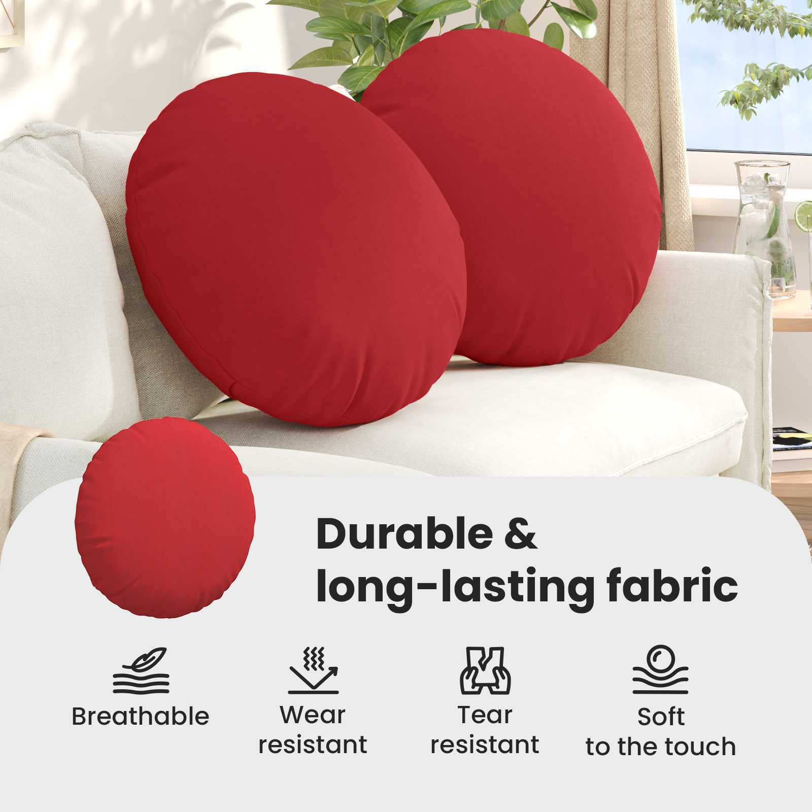 Sėdynių pagalvėlės 2 pcs Raudona Ø60 x 21 cm audinys