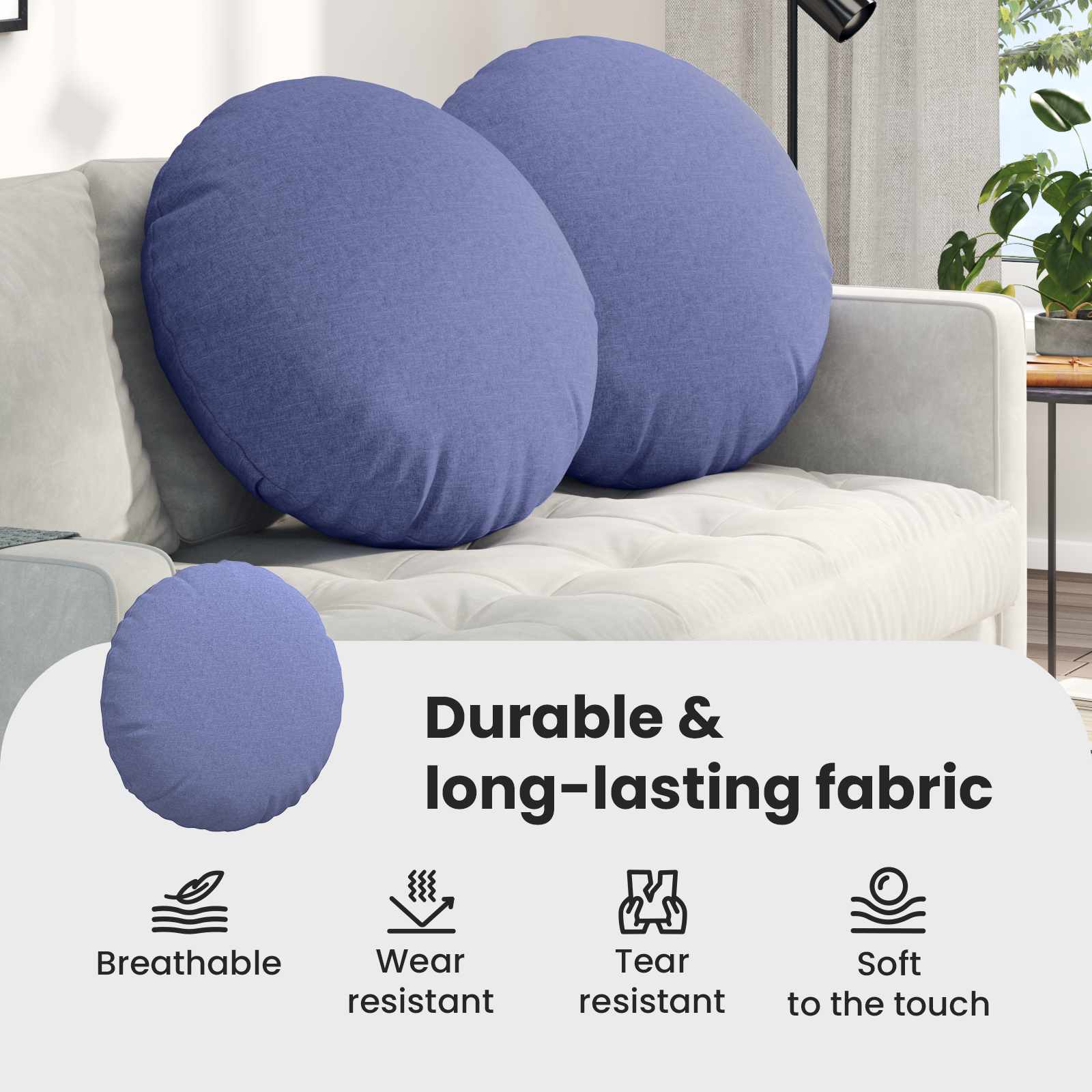 Sėdynių pagalvėlės 2 pcs Džinsinės mėlynos Ø60 x 21 cm audinys