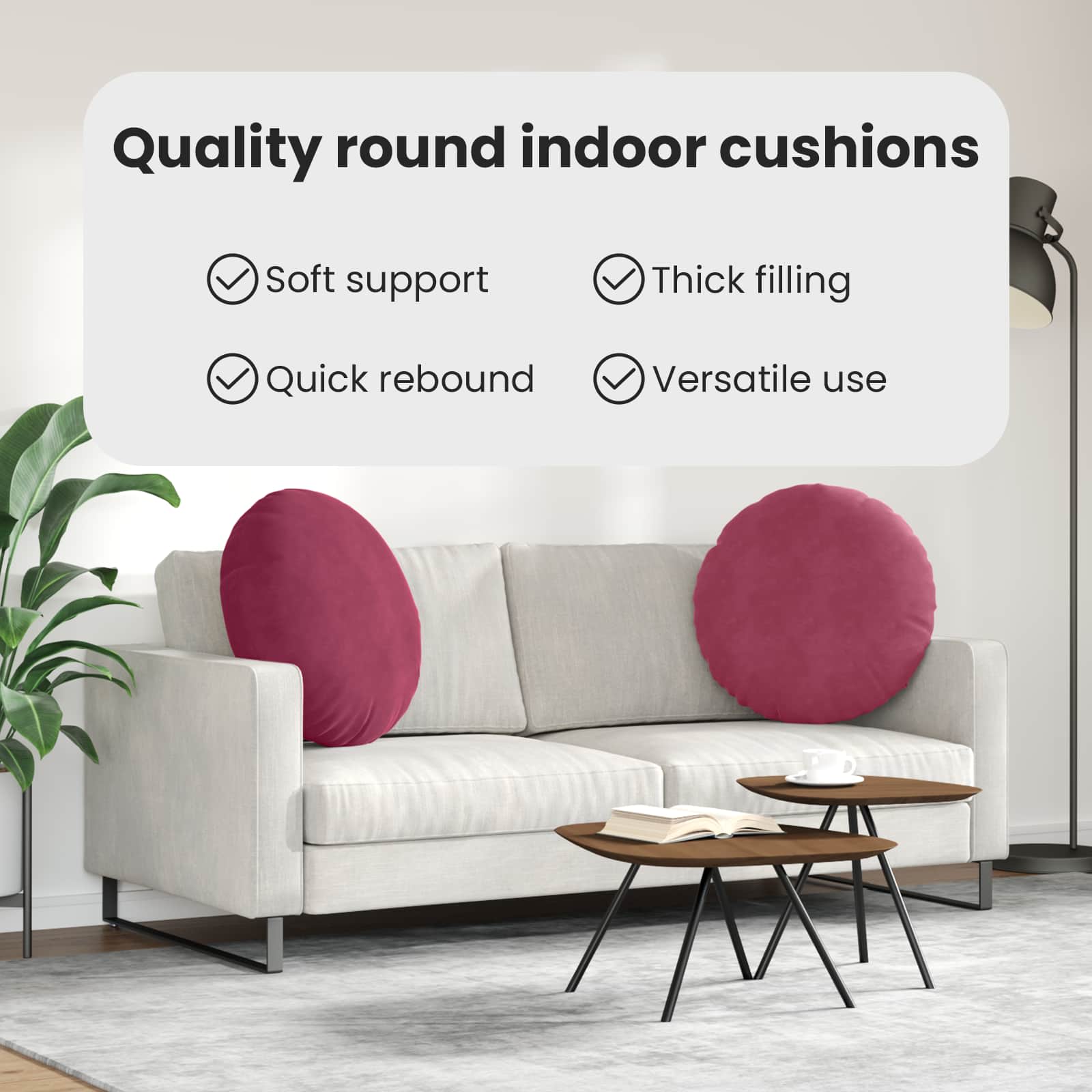 Sėdynių pagalvėlės 2 pcs Vyno raudona Ø 40 x 13 cm Aksomas