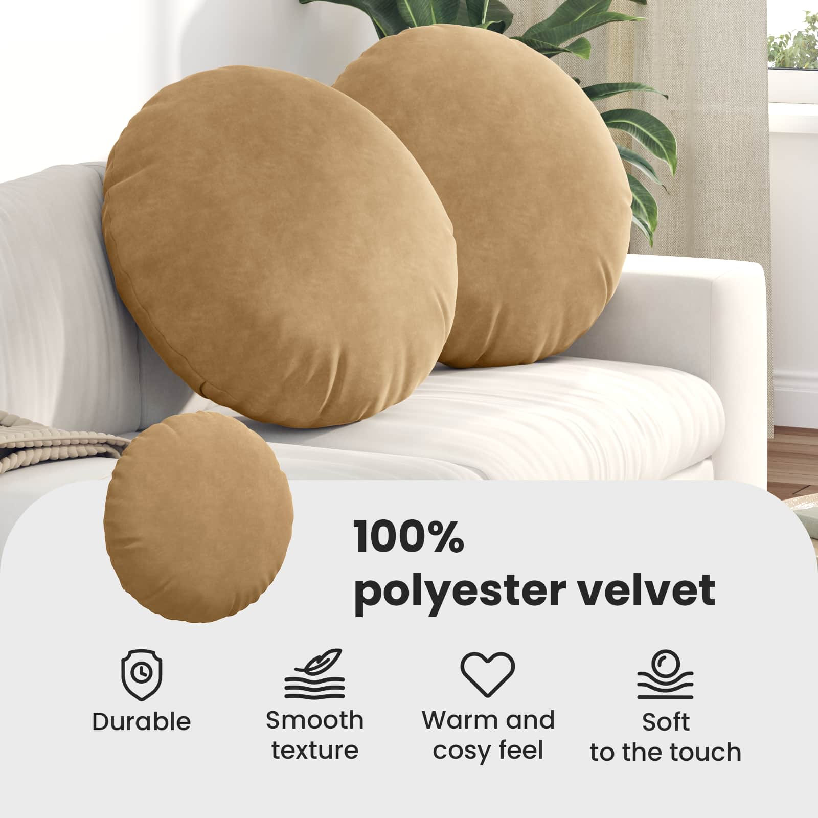 Seat cushions 2 pcs Brown Ø 40 x 13 cm Velvet