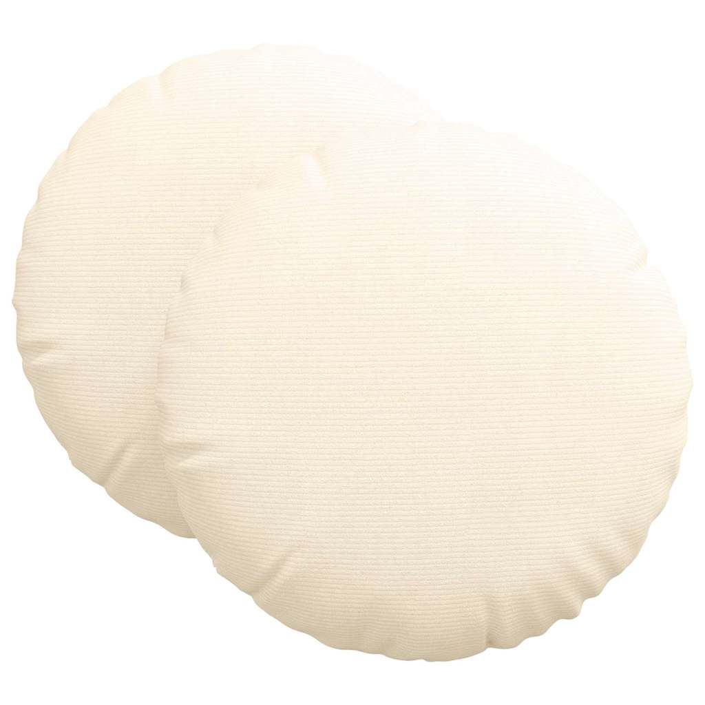 Sėdynių pagalvėlės 2 pcs Kreminė Ø 60 cm Kordūrinis audinys
