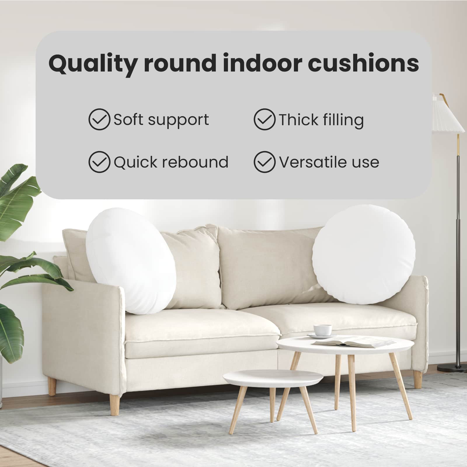 Sėdynių pagalvėlės 2 pcs Balta Ø80 x 29 cm audinys