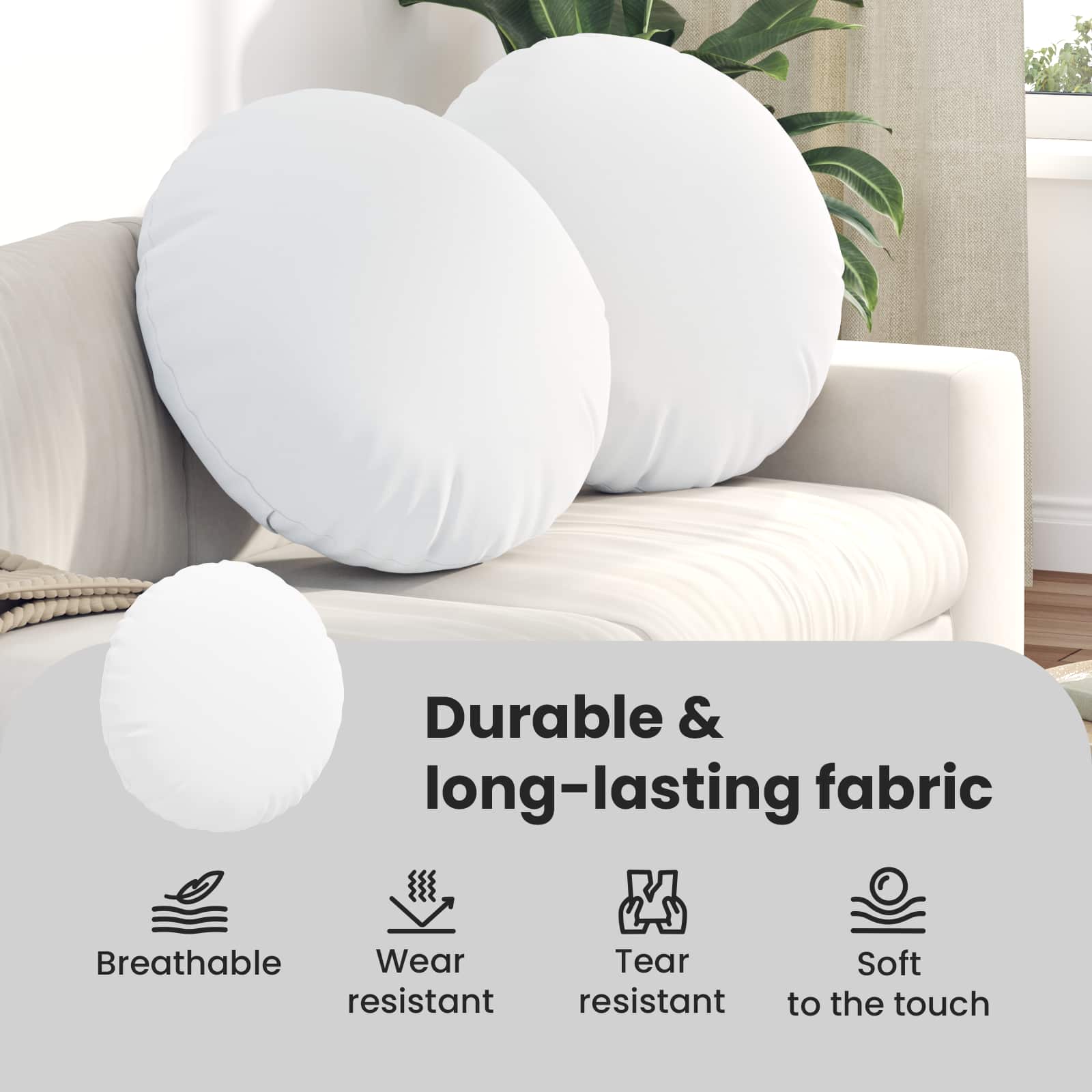 Sėdynių pagalvėlės 2 pcs Balta Ø80 x 29 cm audinys