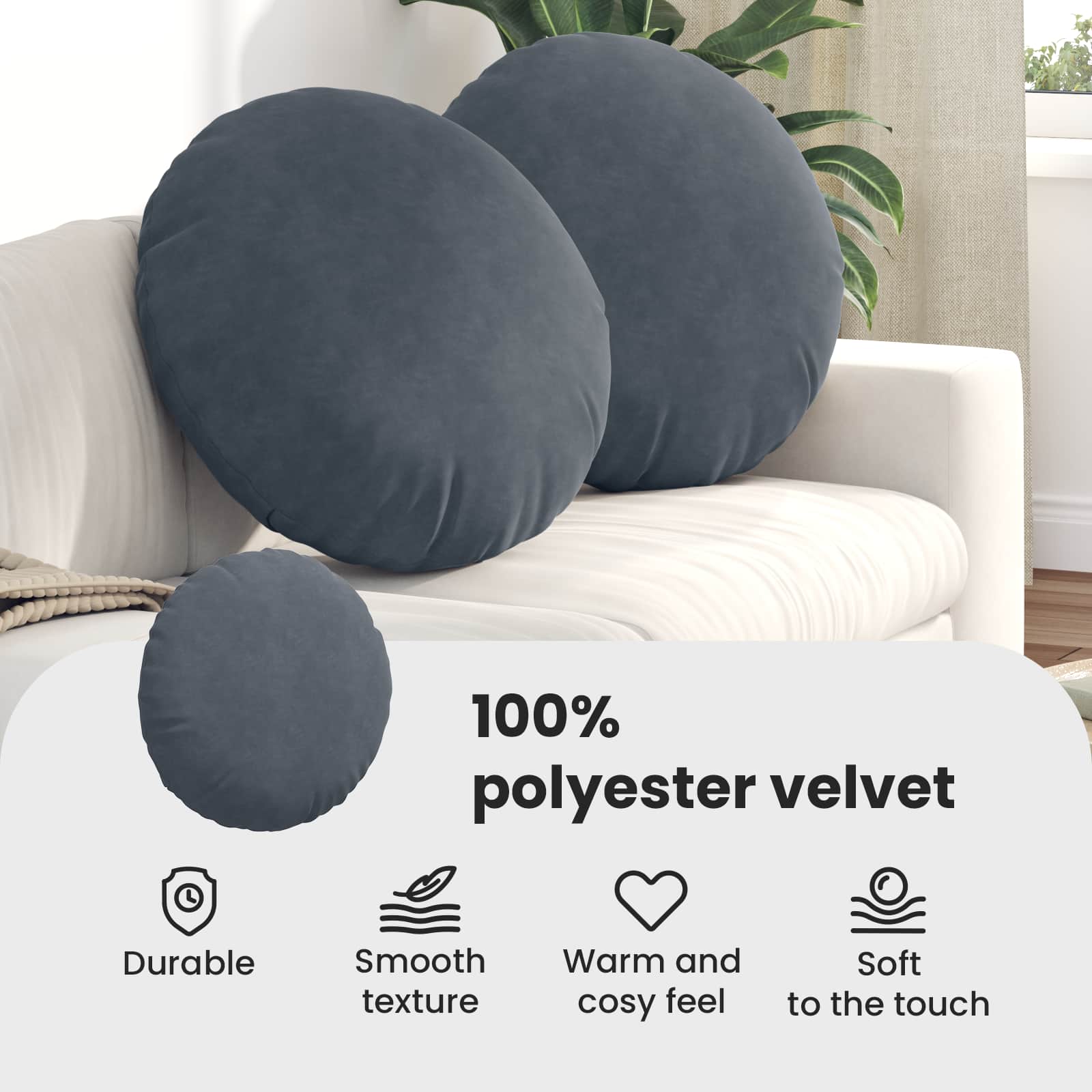 Sėdynių pagalvėlės 2 pcs Tamsiai pilka Ø 40 x 13 cm Aksomas
