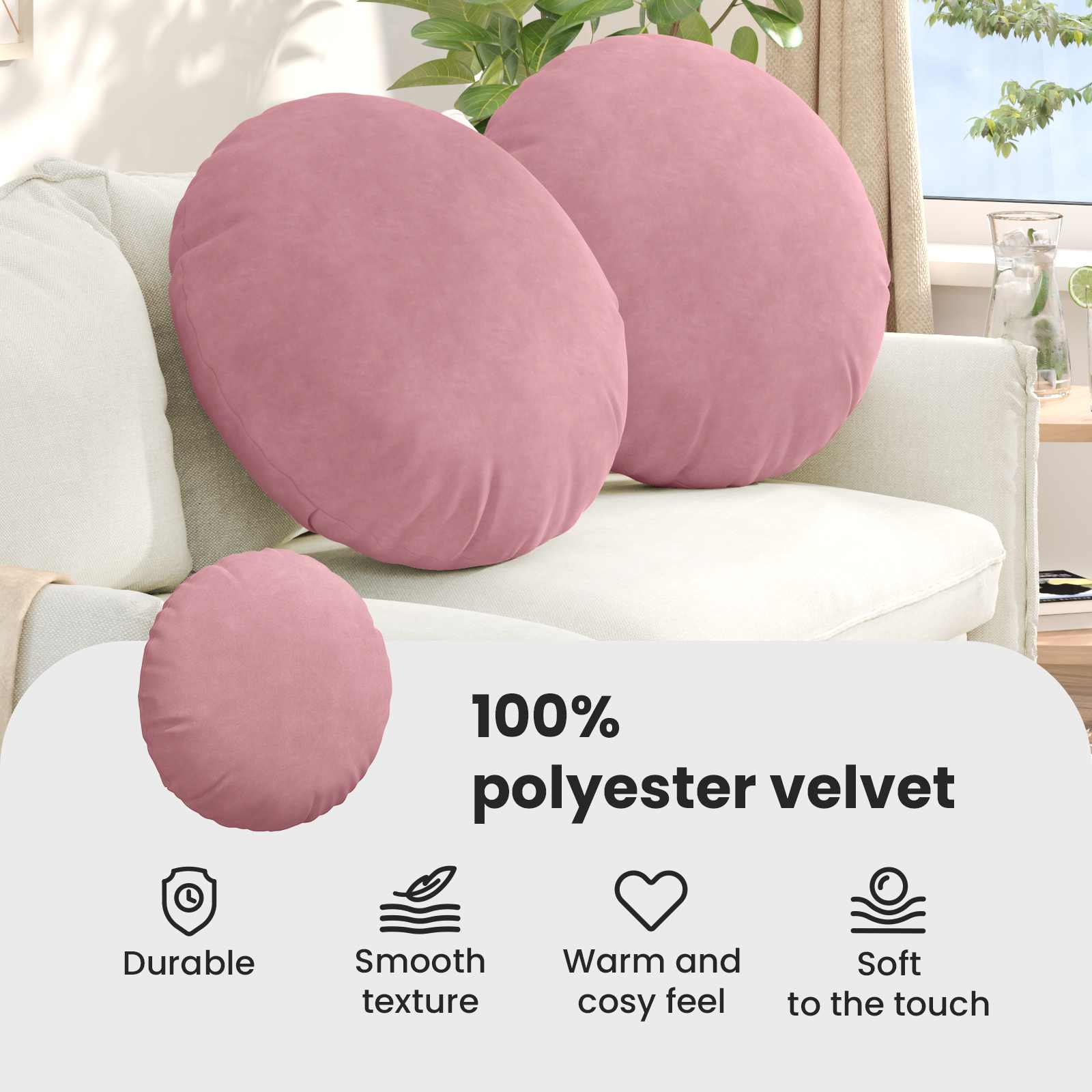 Seat Cushions 2 pcs Pink Ø80 x 29 cm Velvet