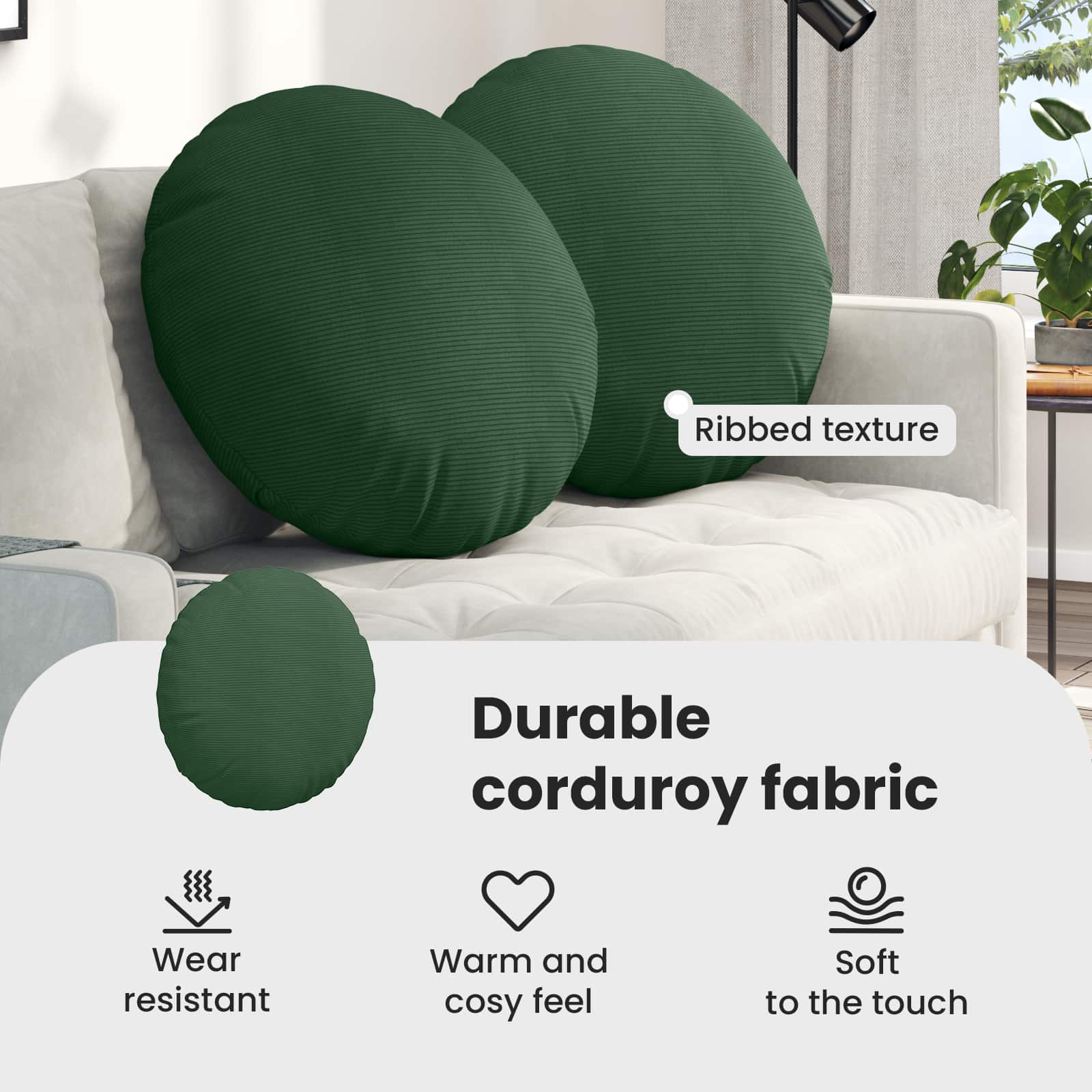 Sėdynių pagalvėlės 2 pcs Tamsiai žalia Ø 80 cm