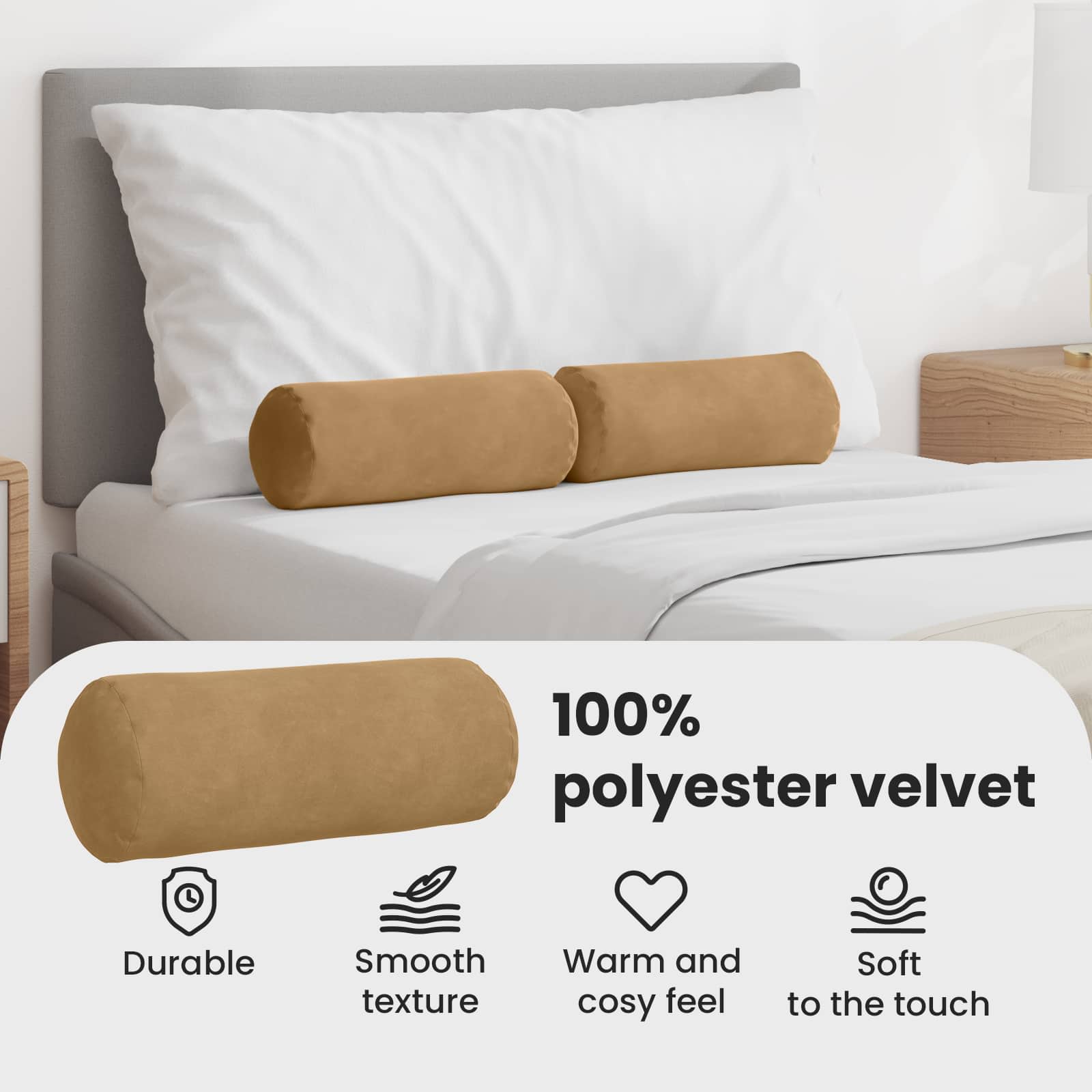 Pagalvės 2 pcs Ruda Ø 15 x 40 cm Kordūrinis audinys