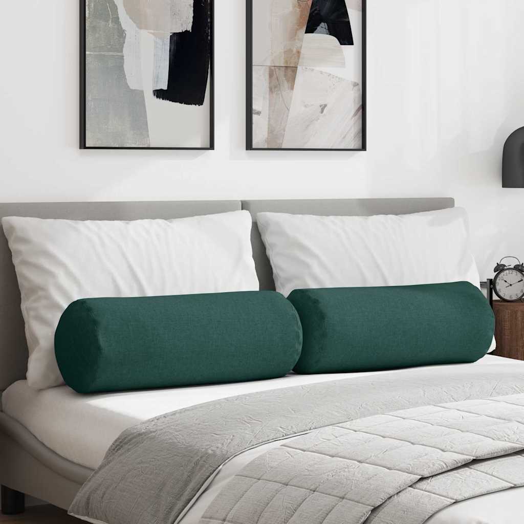 Pagalvės 2 pcs Tamsiai žalia Ø 25 x 70 cm audinys