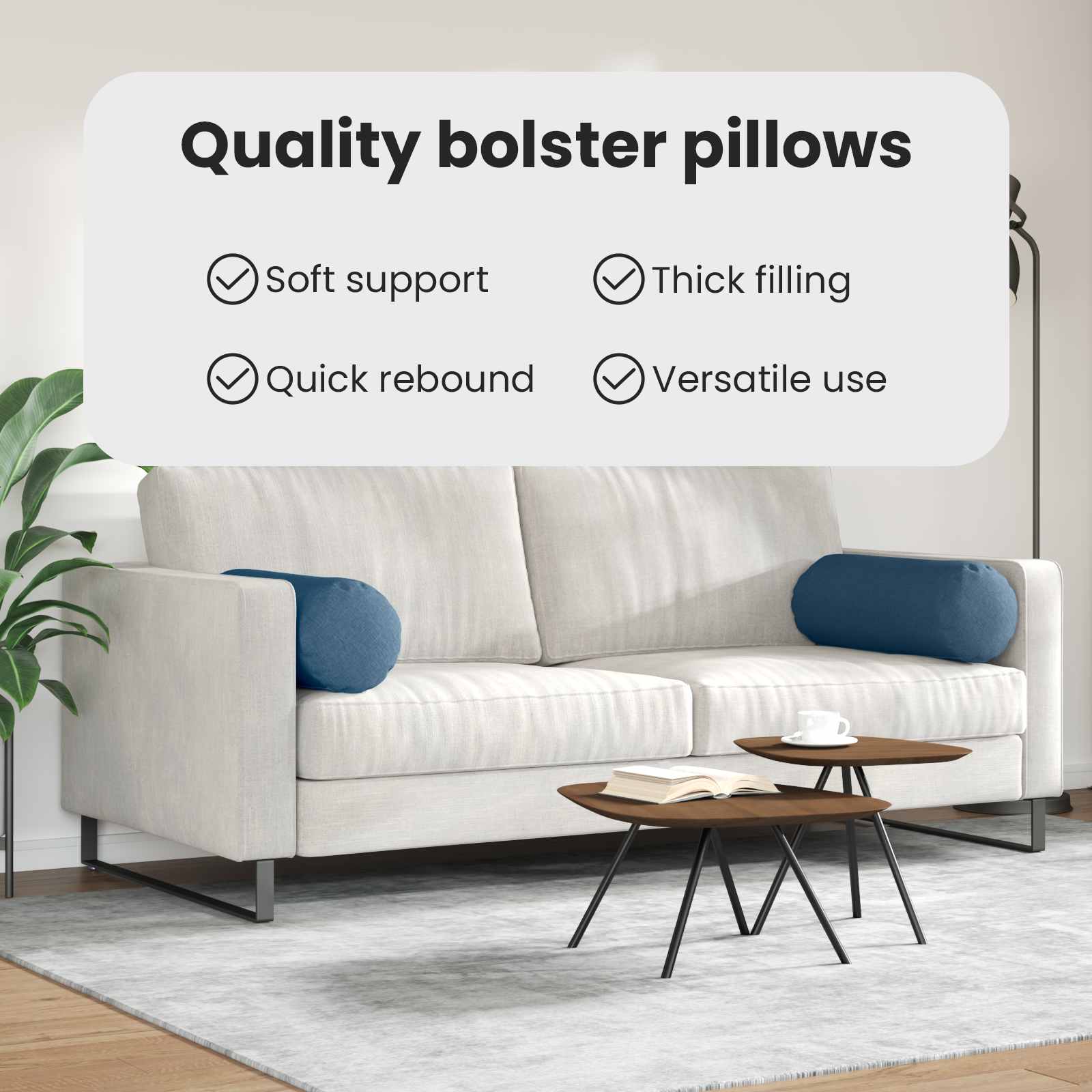 Pagalvės 2 pcs Mėlyna Ø 25 x 70 cm audinys