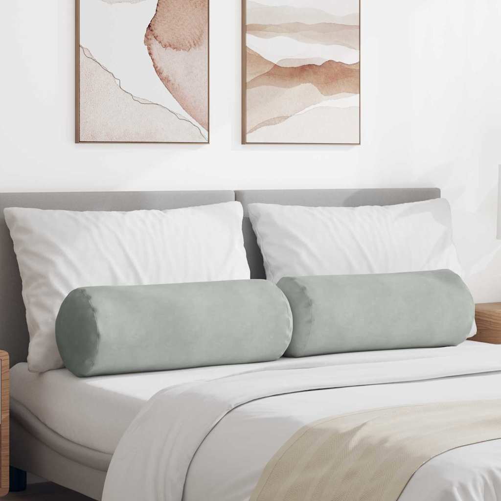 Pagalvės 2 pcs Šviesiai pilka Ø 25 x 70 cm Kordūrinis audinys