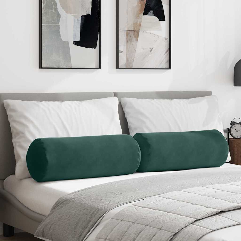Pagalvės 2 pcs Tamsiai žalia Ø 25 x 70 cm Kordūrinis audinys