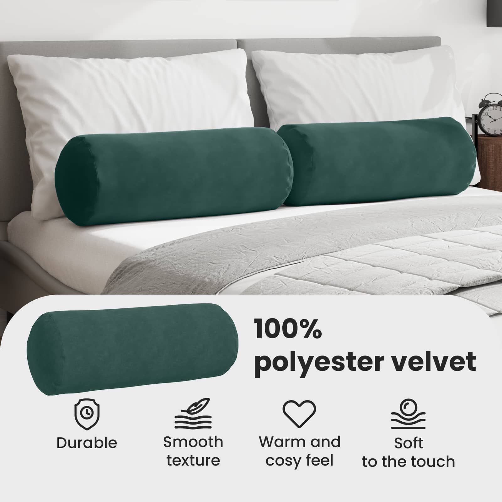 Pagalvės 2 pcs Tamsiai žalia Ø 25 x 70 cm Kordūrinis audinys