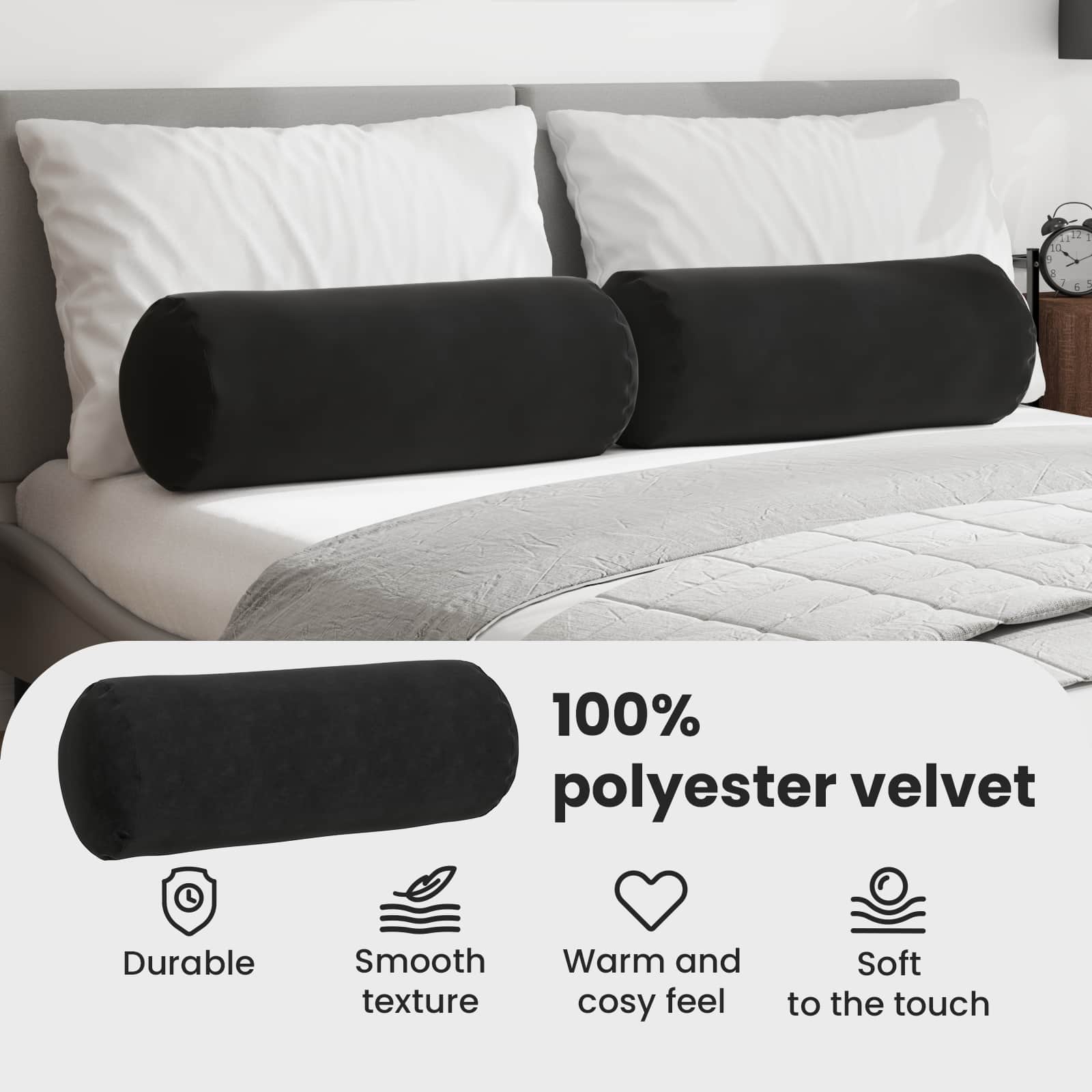 Pagalvės 2 pcs Juoda Ø 25 x 70 cm Kordūrinis audinys